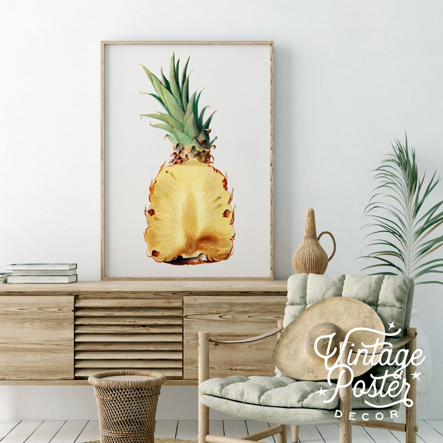 Pineapple Print, Fruit Poster, Botanical Fruit, Kitchen Wall Decor