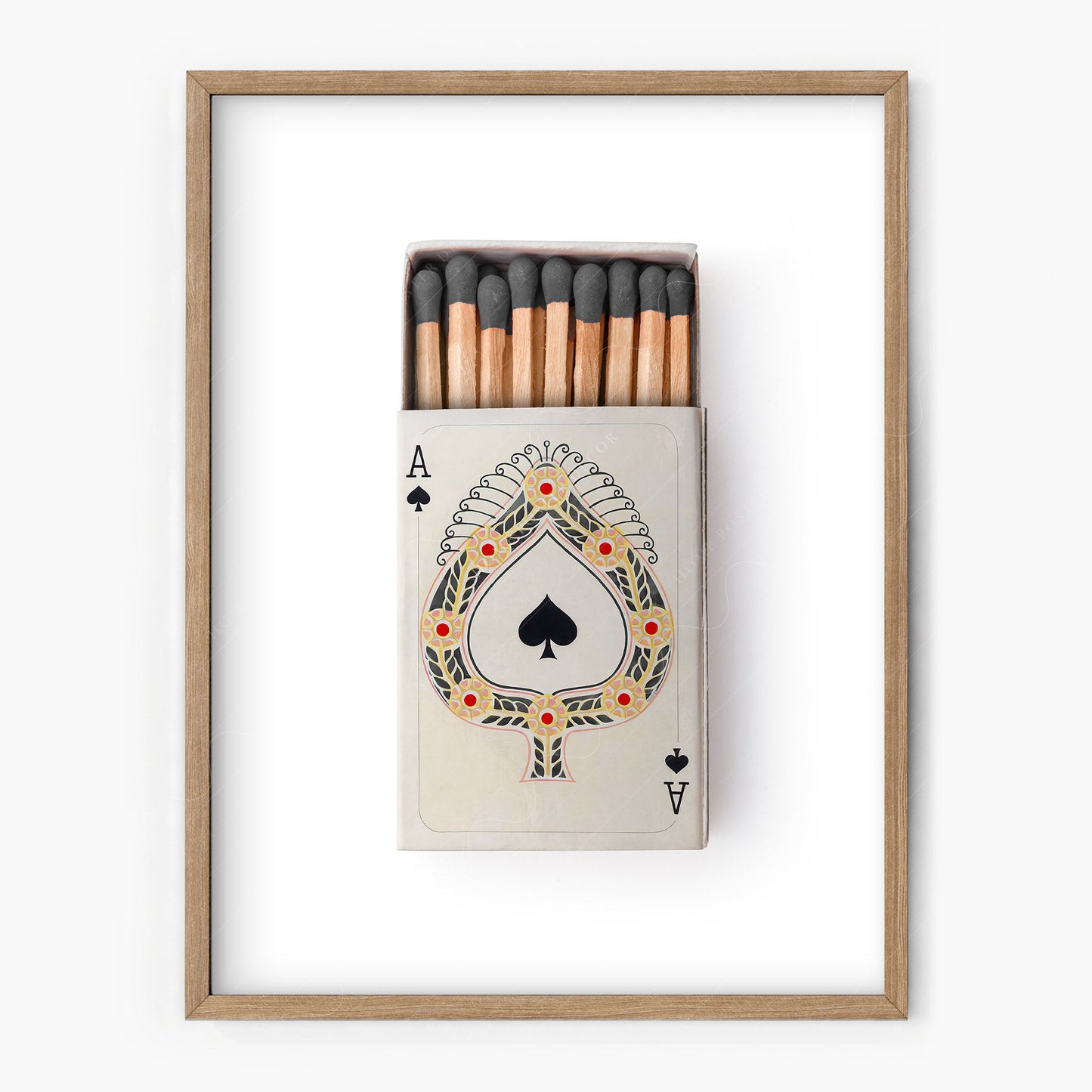 Playing cards print, Retro wall art, Matchbox photography, Ace of spades