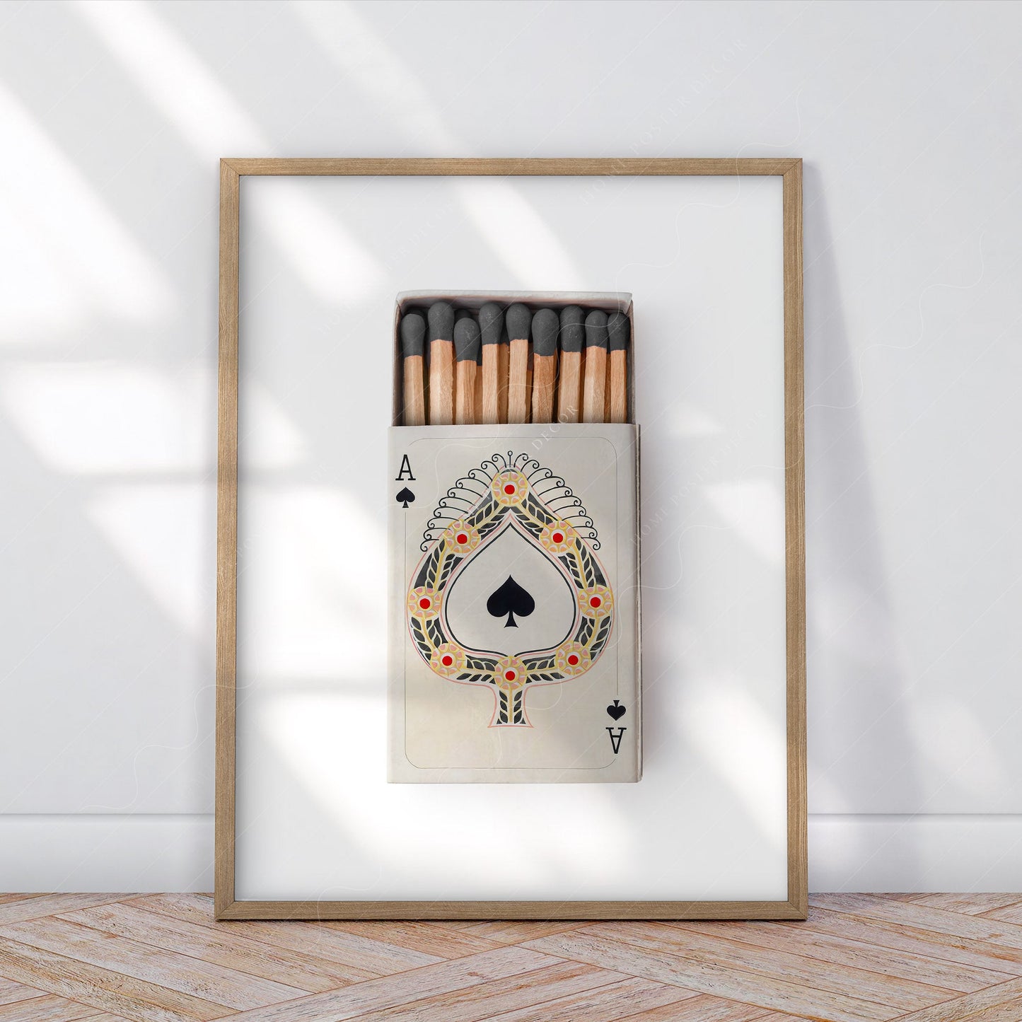 Playing cards print, Retro wall art, Matchbox photography, Ace of spades