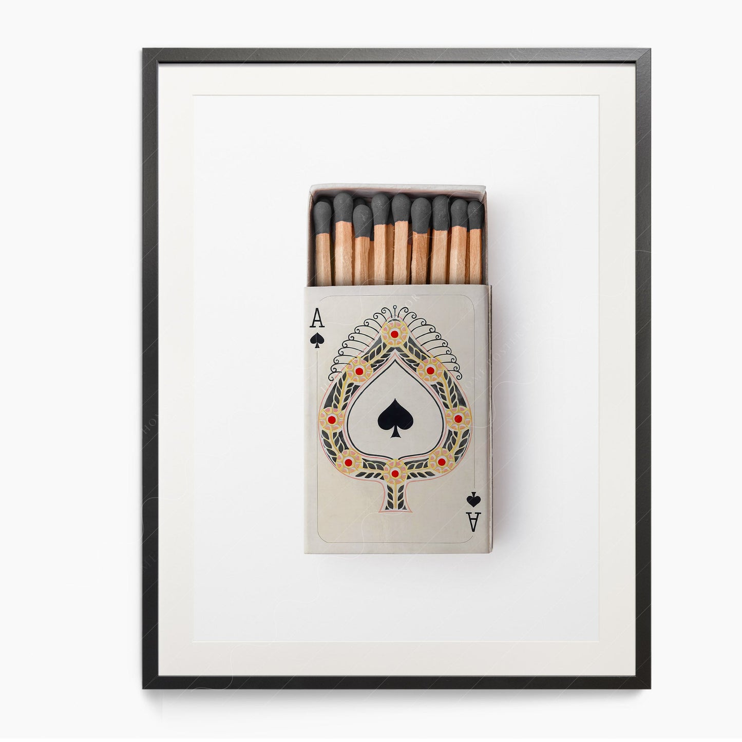 Playing cards print, Retro wall art, Matchbox photography, Ace of spades