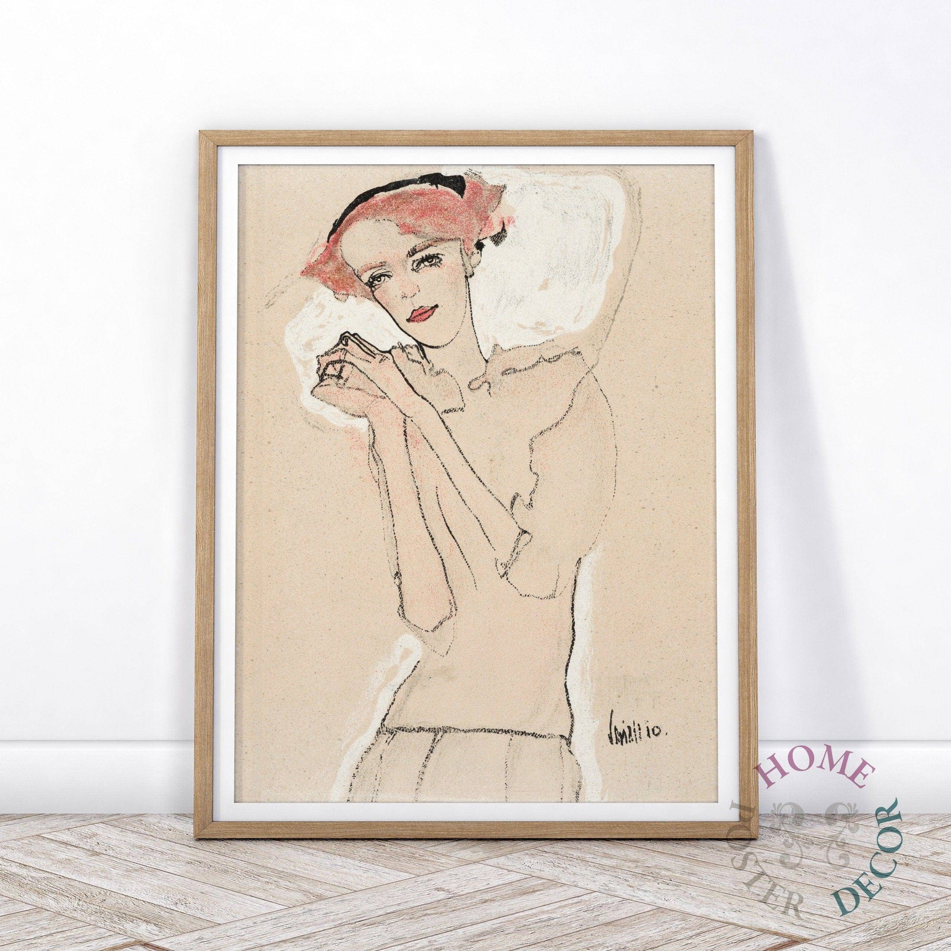 Portrait of a Woman (1910) by Egon Schiele, Fine Art Print