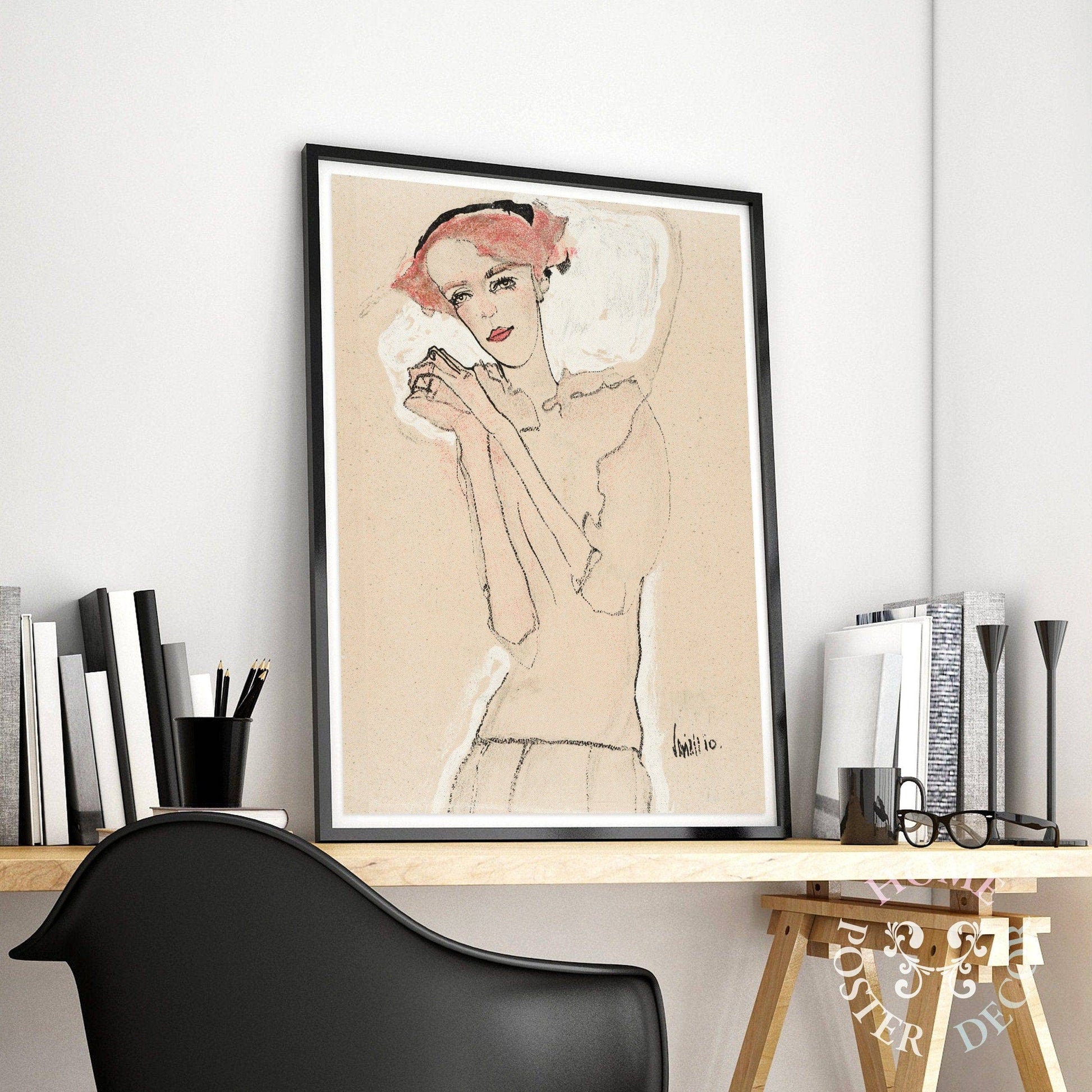 Portrait of a Woman (1910) by Egon Schiele, Fine Art Print