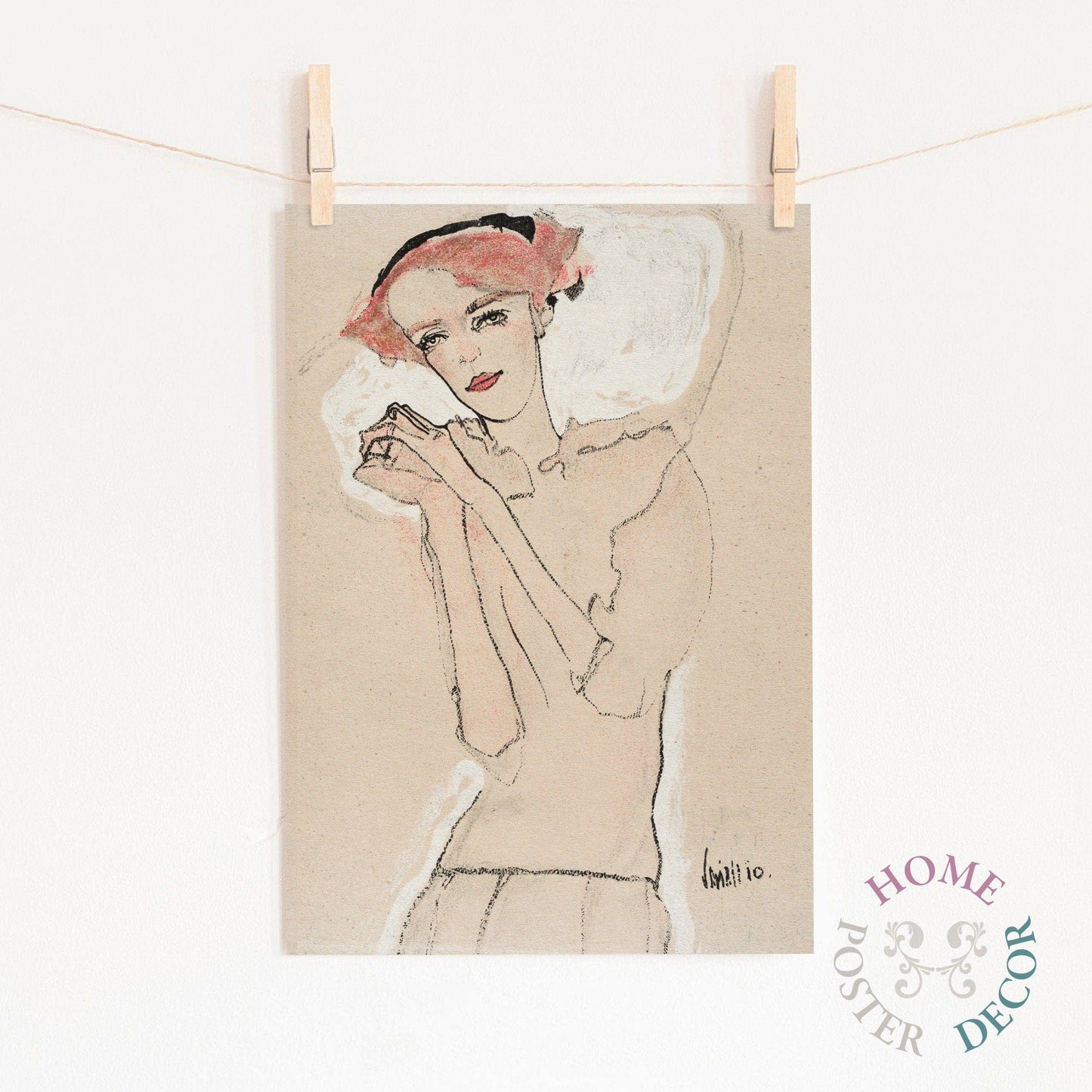 Portrait of a Woman (1910) by Egon Schiele, Fine Art Print