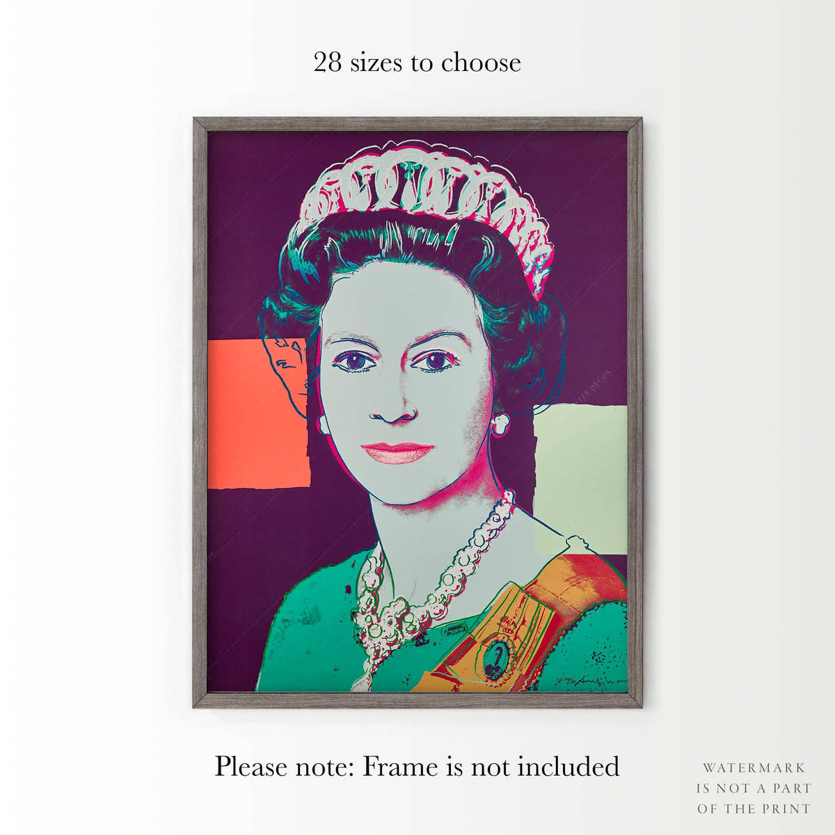 Queen Elizabeth II, Andy Warhol Poster, Pop Art, Famous Portrait, British Royal Family
