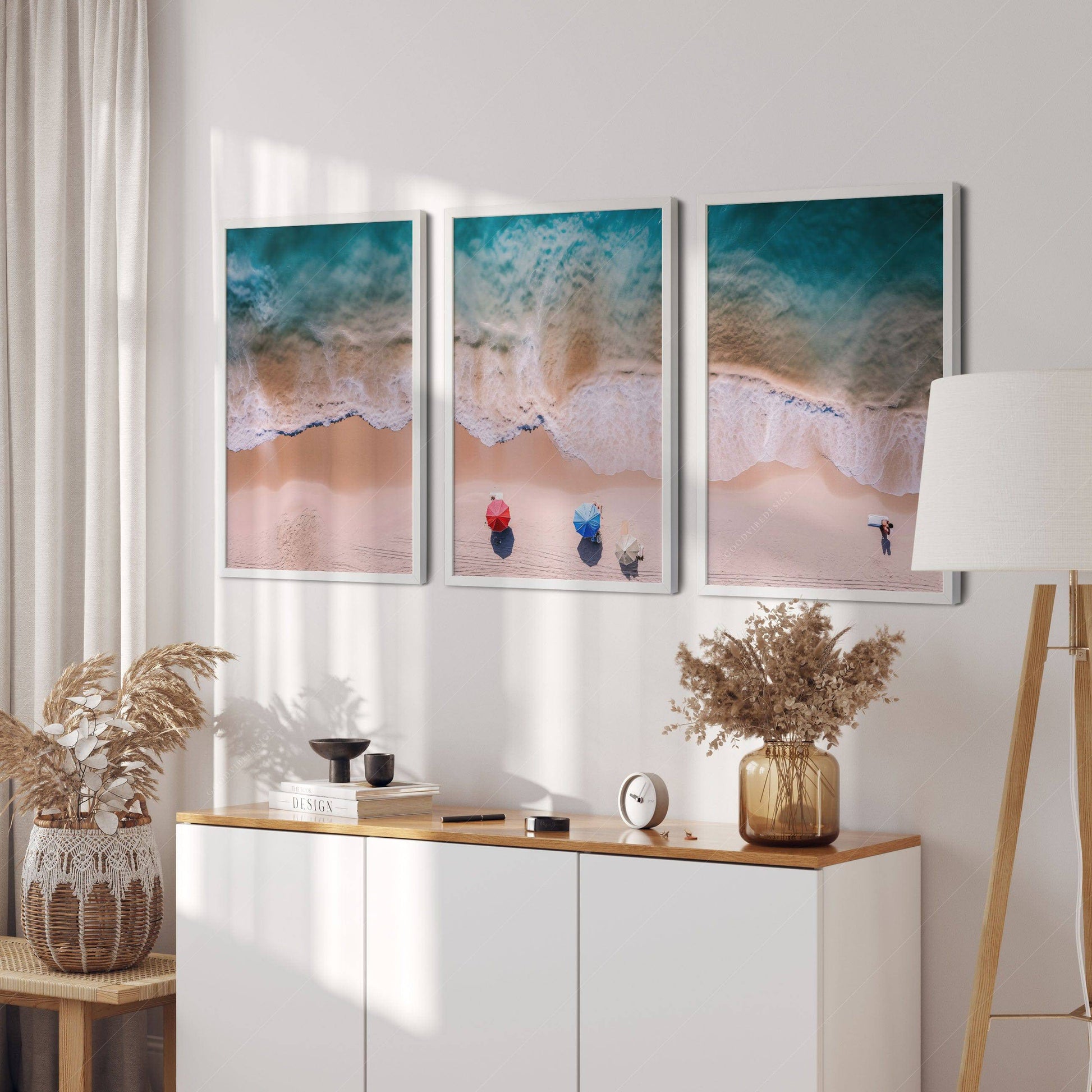 Sand Beach Photography, Aerial ocean shot, Set of 3 Prints