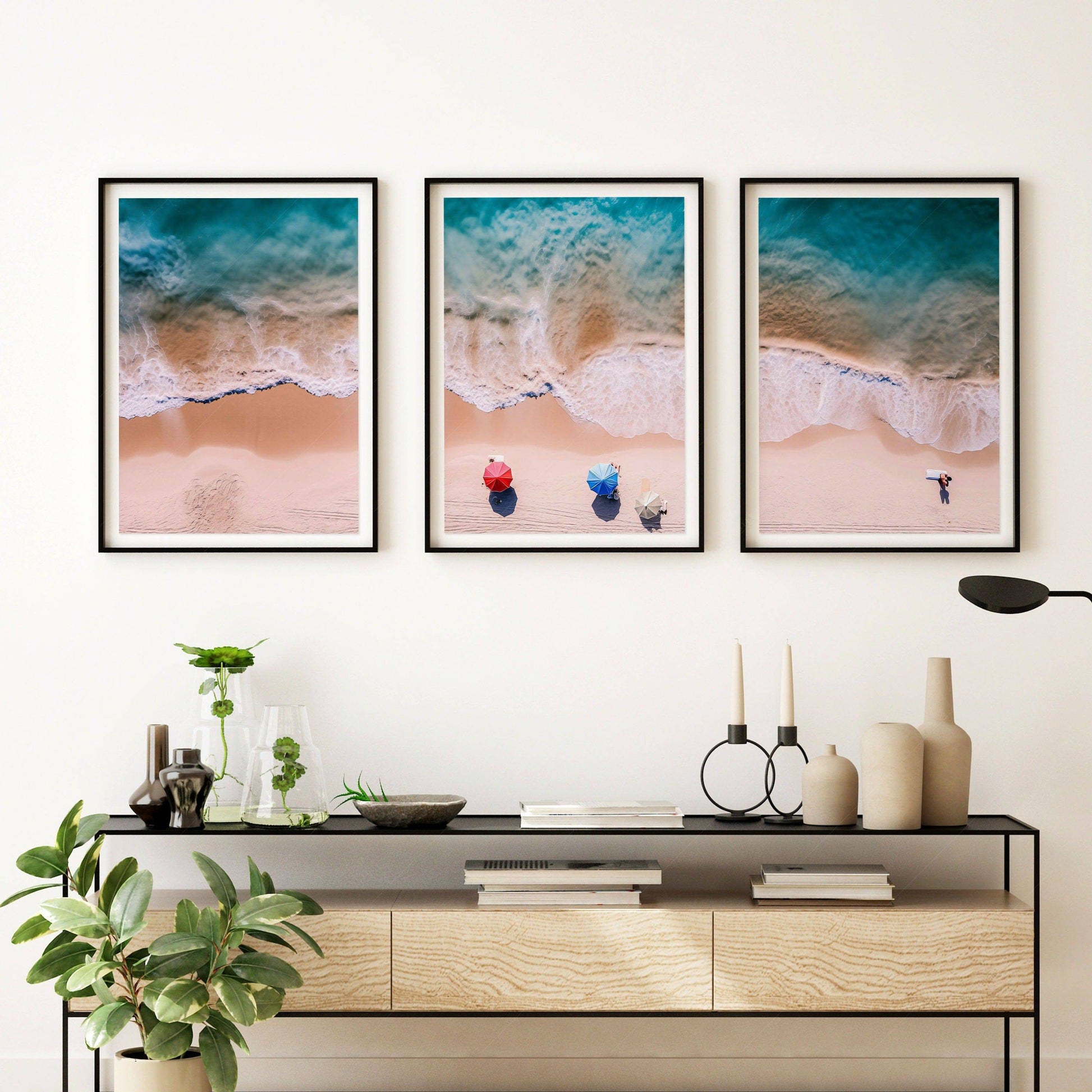 Sand Beach Photography, Aerial ocean shot, Set of 3 Prints