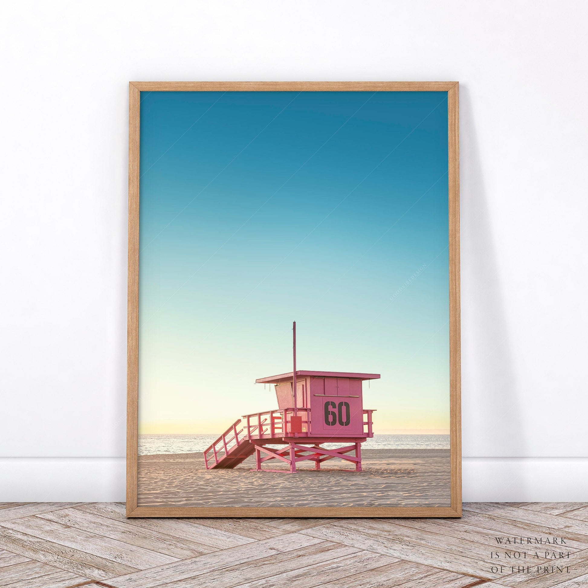 Set of 2 Beach Wall Art, Palm Tree and Lifeguard Tower