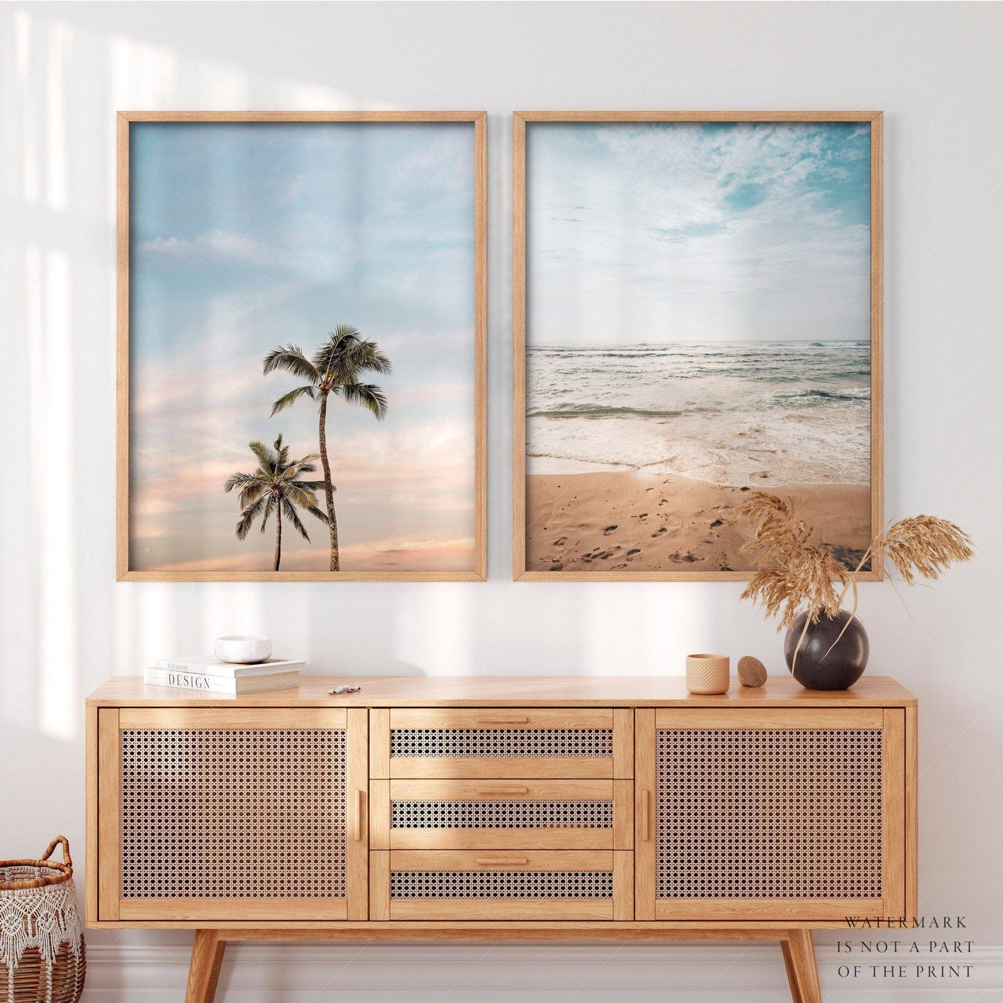 Set of 2 Beach prints, Sand and Palm tree photo, Nautical wall decor, Summer vibes