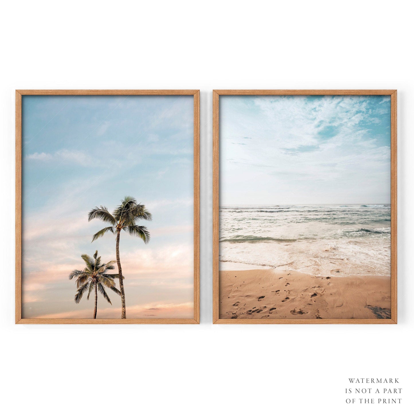 Set of 2 Beach prints, Sand and Palm tree photo, Nautical wall decor, Summer vibes