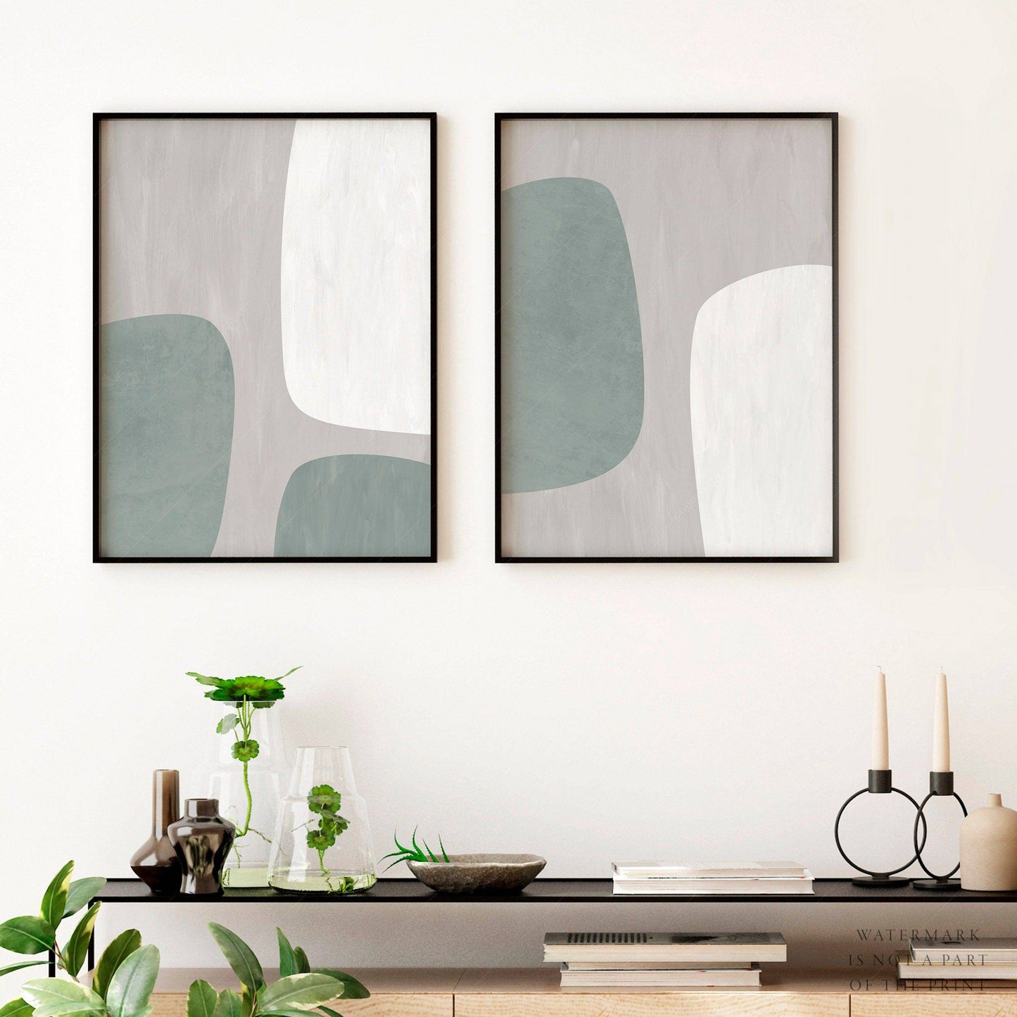 Set of 2 Modern Prints, Minimalist style, Wall art for living room