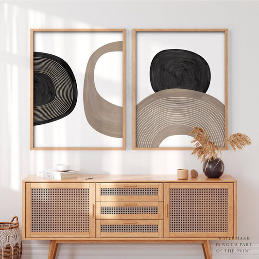 Set of 2 Modern abstract prints, Wall art for living room