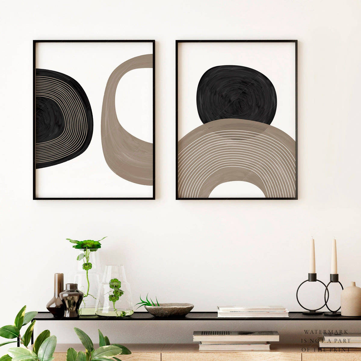 Set of 2 Modern abstract prints, Wall art for living room