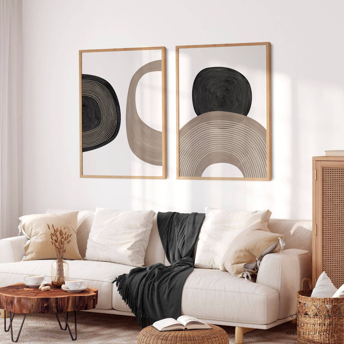 Set of 2 Modern abstract prints, Wall art for living room
