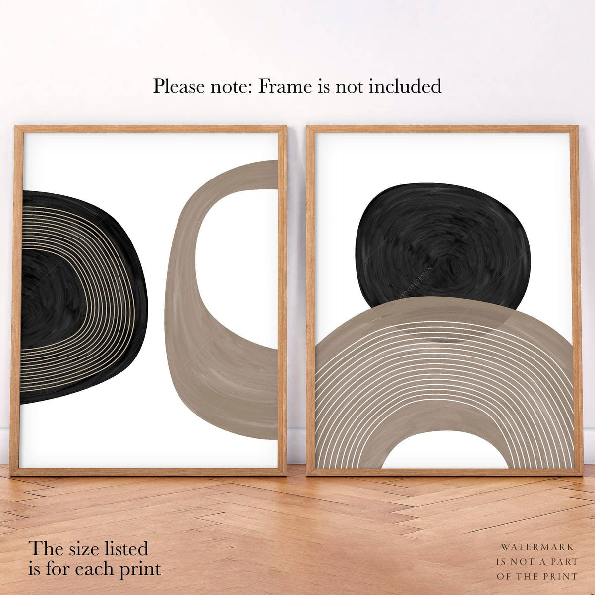 Set of 2 Modern abstract prints, Wall art for living room