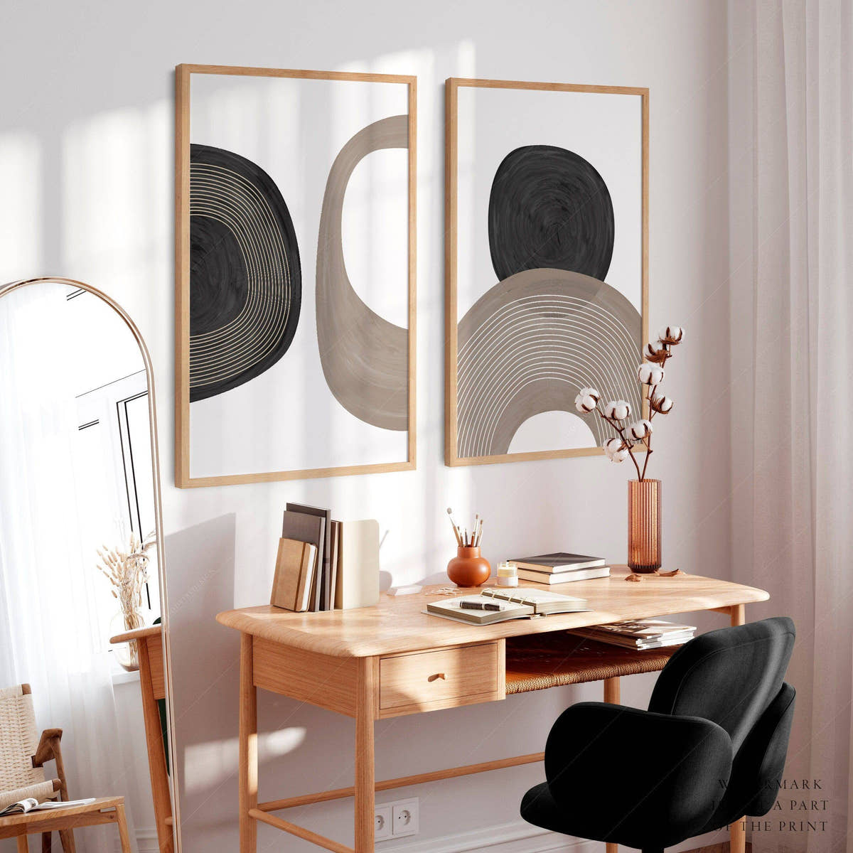 Set of 2 Modern abstract prints, Wall art for living room