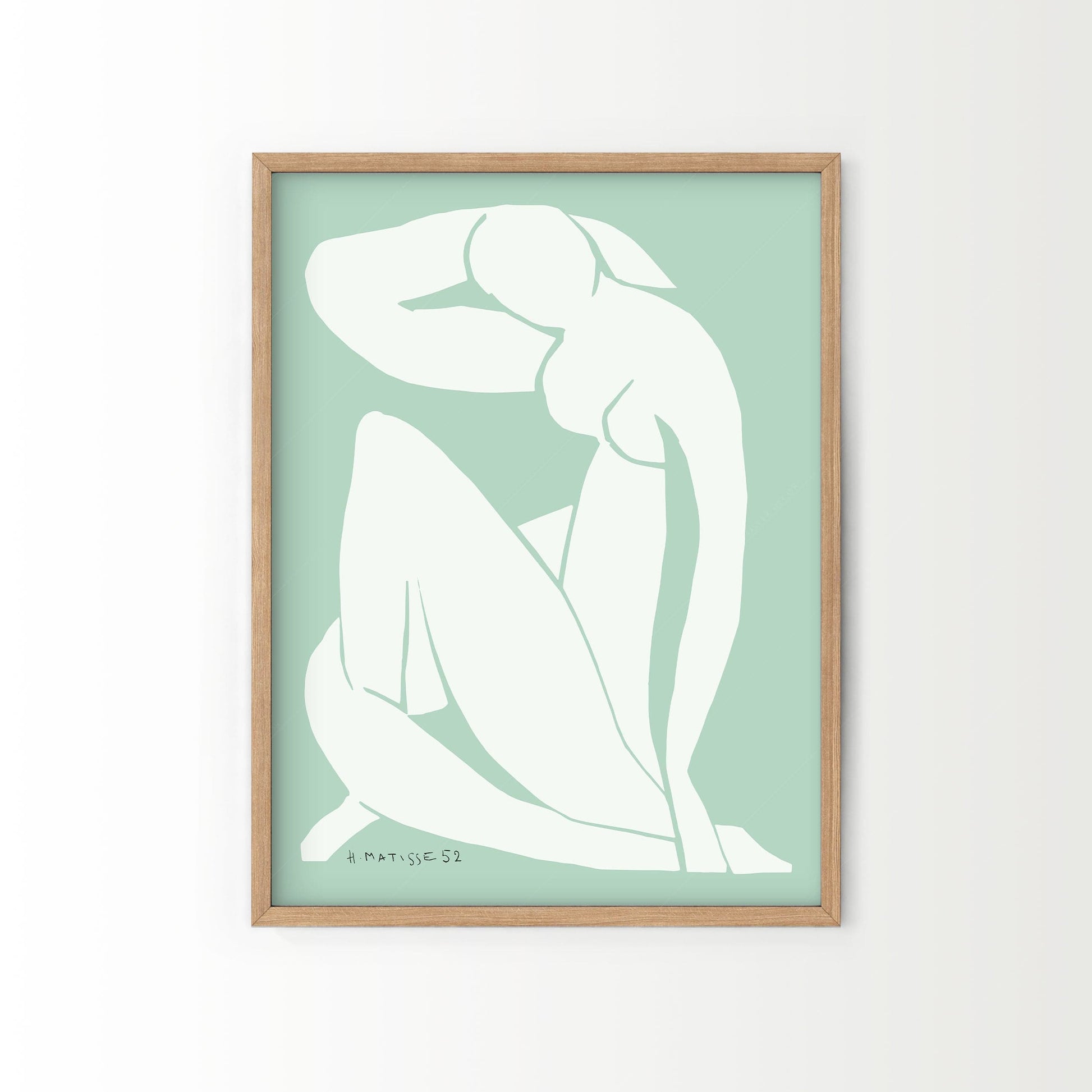 Set of 2 Prints, Henri Matisse and William Morris, Light green color