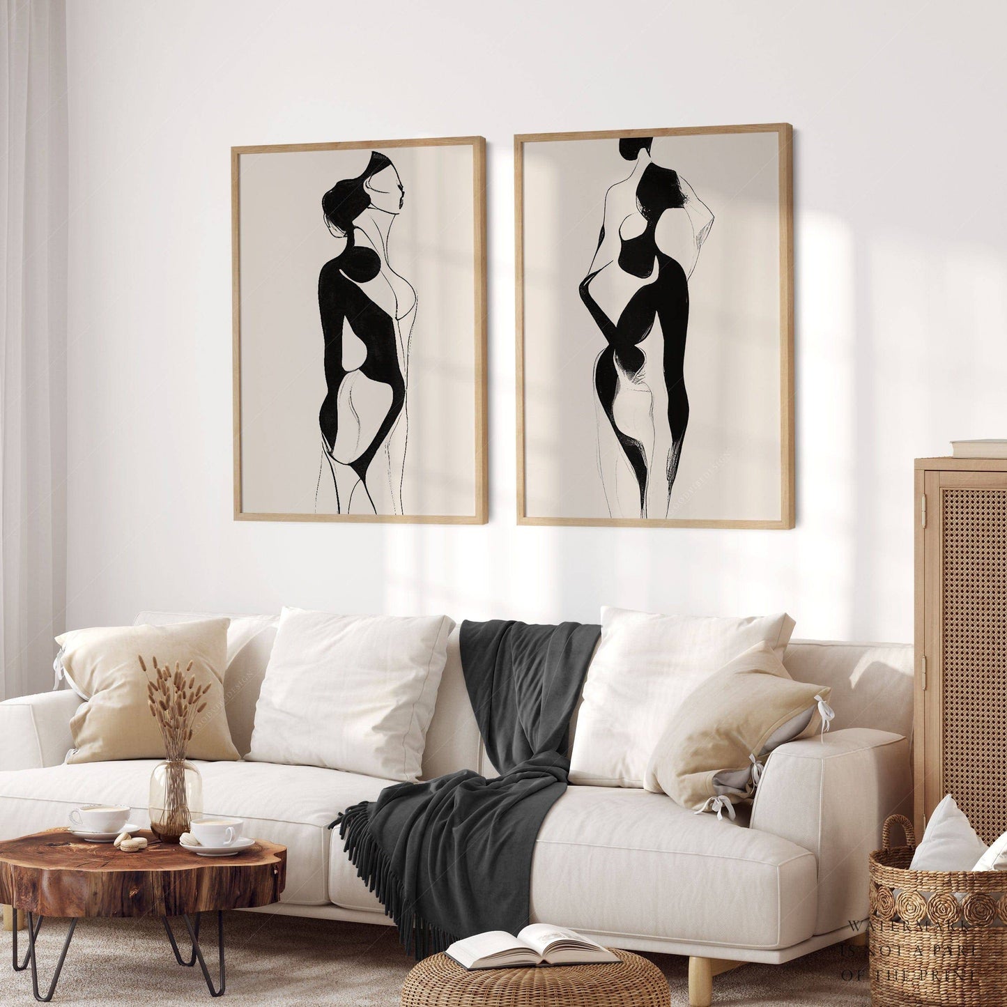 Set of 2 Prints, Minimalist wall art, Beauty of form line art