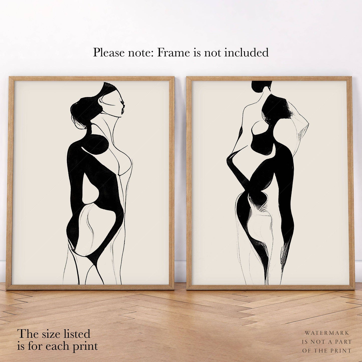 Set of 2 Prints, Minimalist wall art, Beauty of form line art