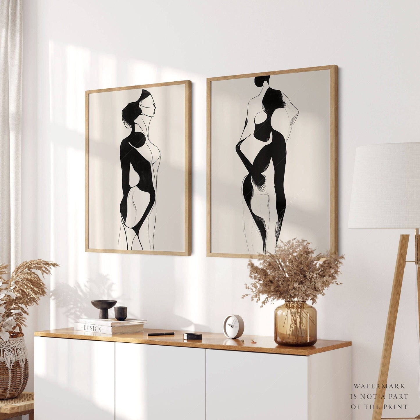 Set of 2 Prints, Minimalist wall art, Beauty of form line art