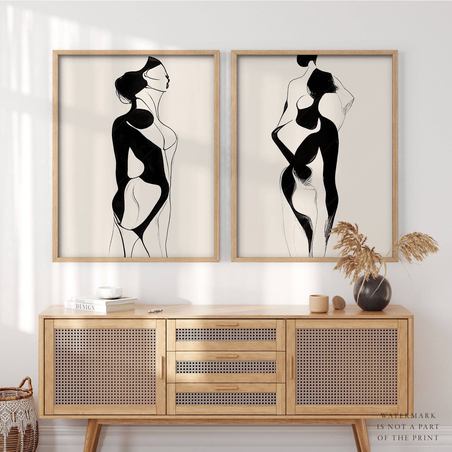 Set of 2 Prints, Minimalist wall art, Beauty of form line art