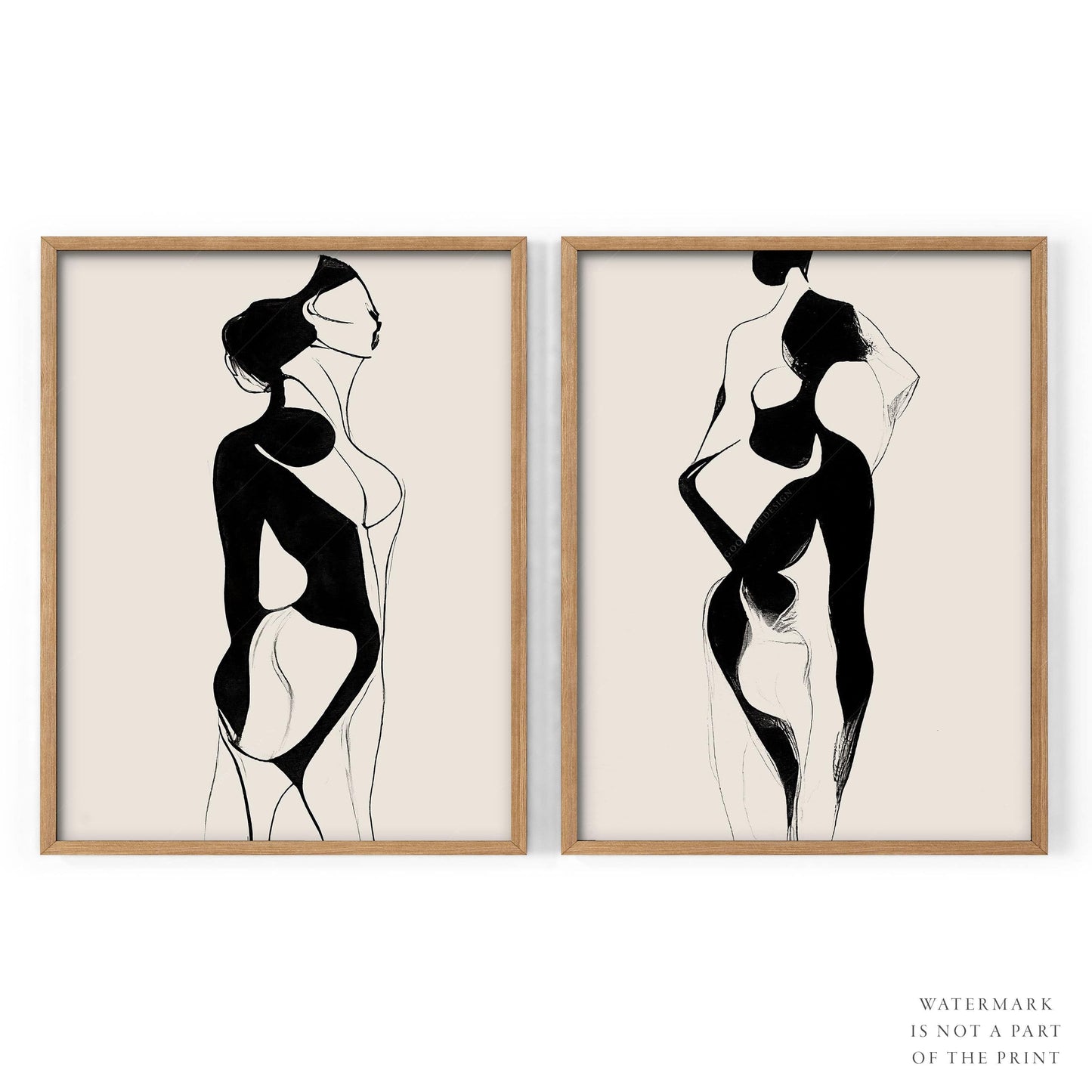 Set of 2 Prints, Minimalist wall art, Beauty of form line art