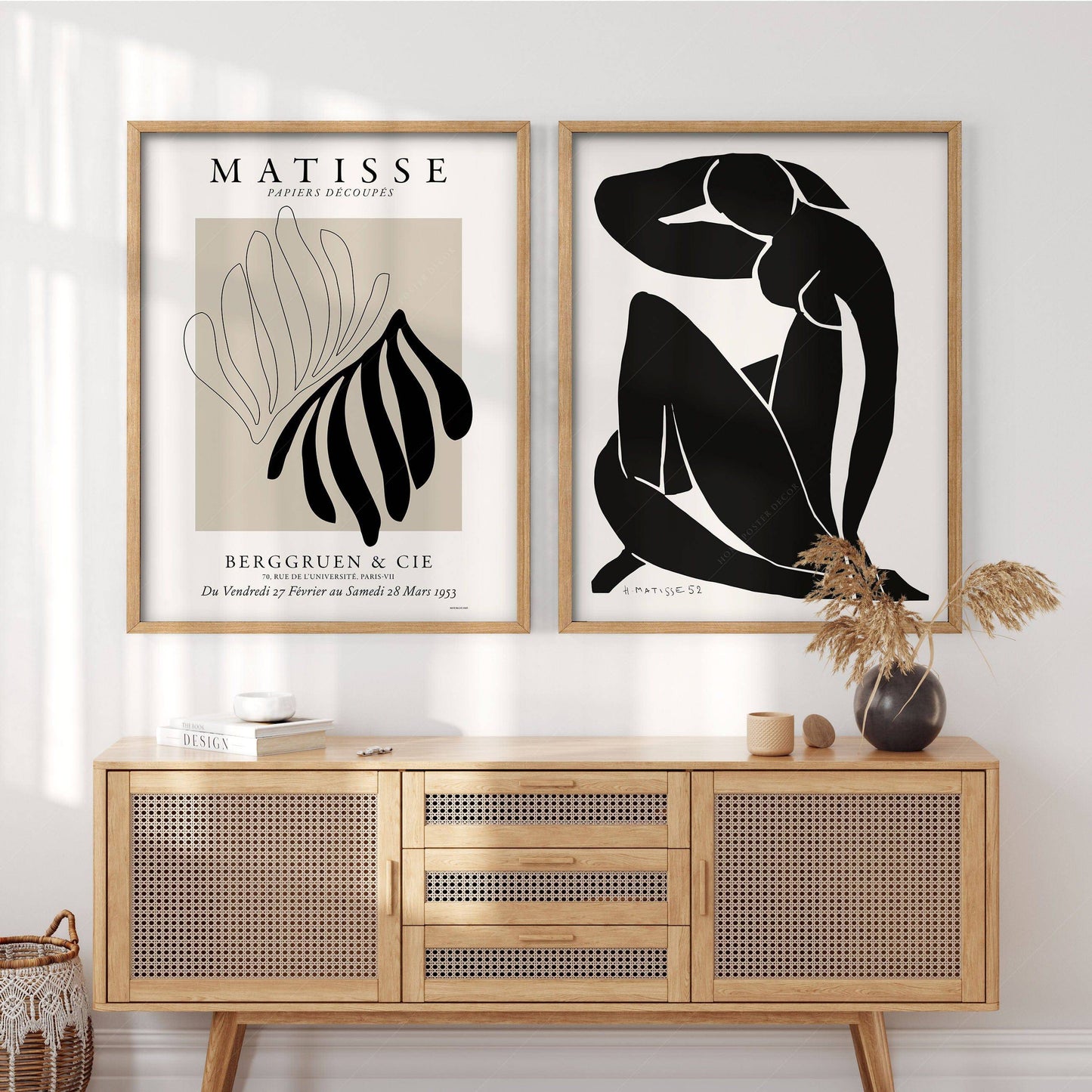 Set of 2 Wall Art, Matisse Prints, Cut outs and Figure blue in black and beige color