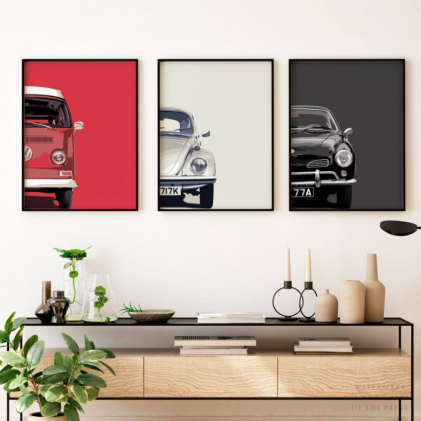 Set of 3 Posters, Retro cars print, Gift for him, Boys room decor