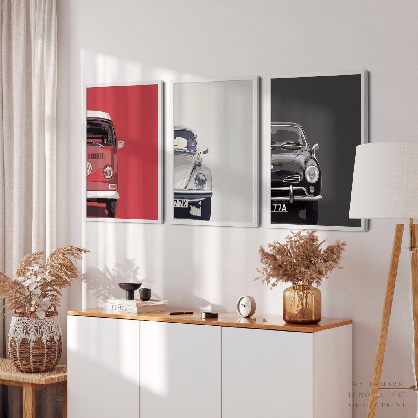 Set of 3 Posters, Retro cars print, Gift for him, Boys room decor