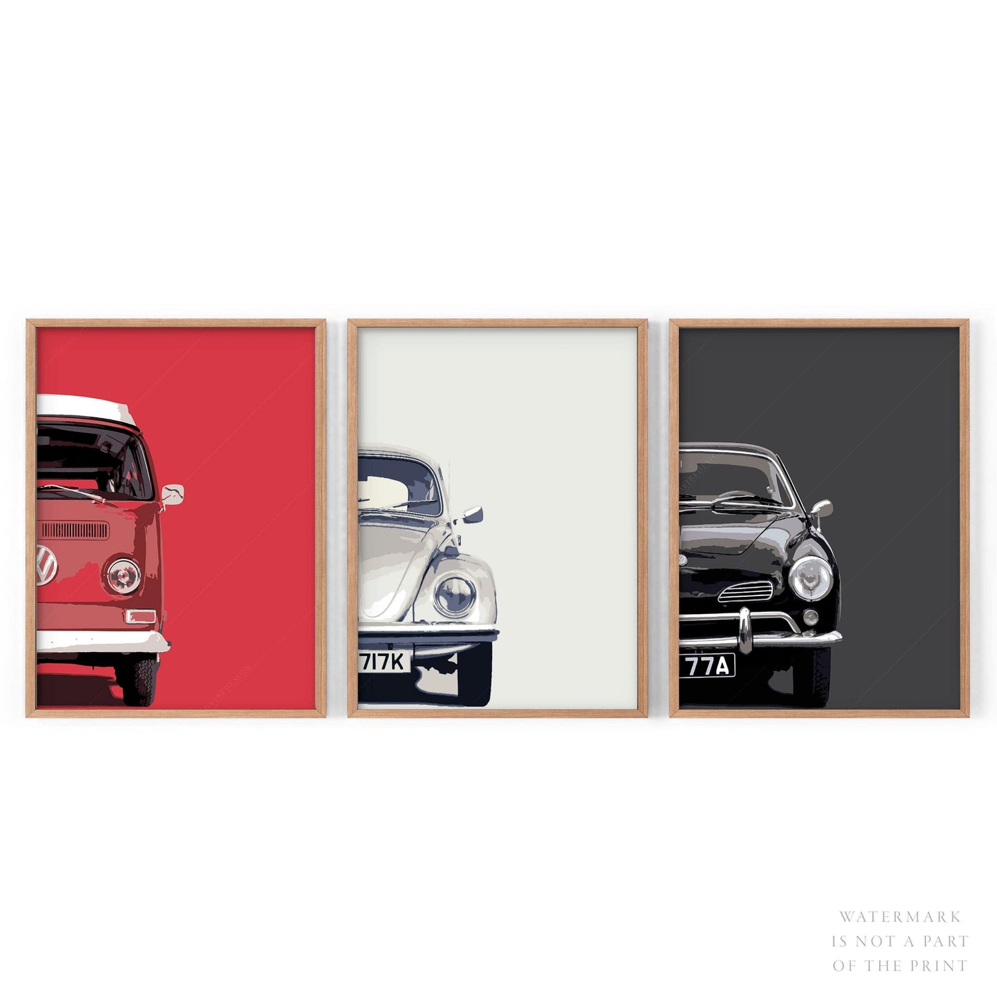 Set of 3 Posters, Retro cars print, Gift for him, Boys room decor