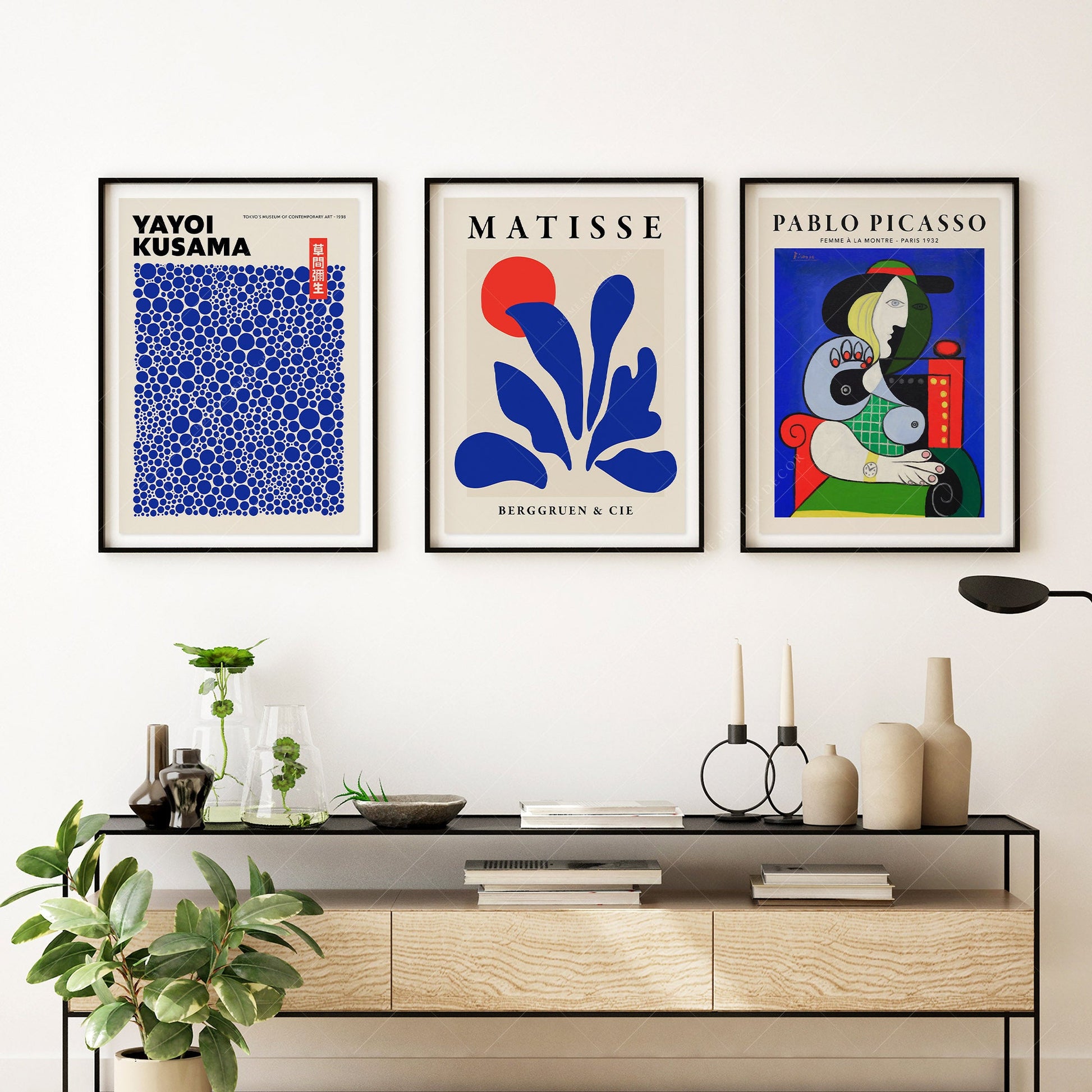 Set of 3 Prints, Henri Matisse, Yayoi Kusama, Pablo Picasso