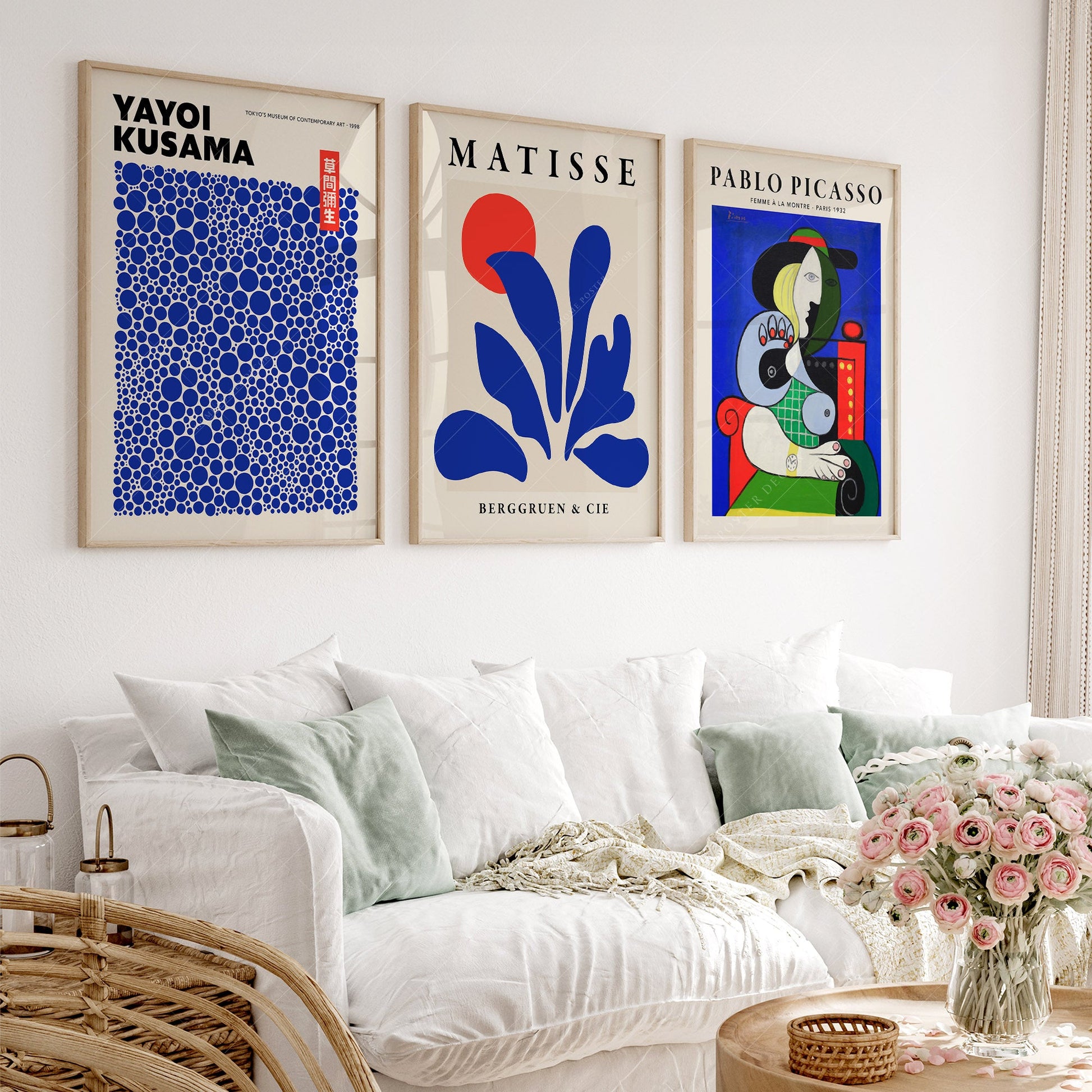 Set of 3 Prints, Henri Matisse, Yayoi Kusama, Pablo Picasso