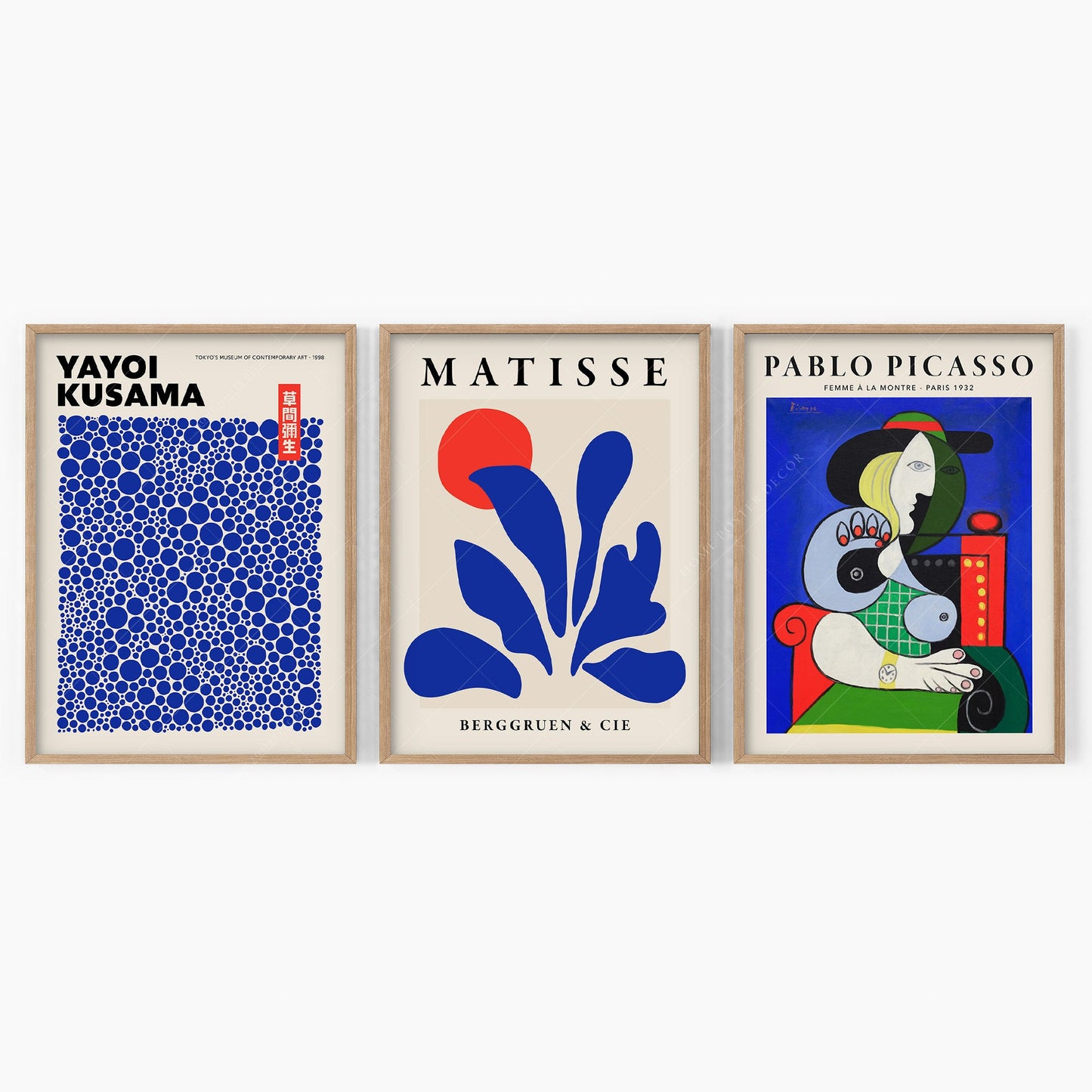 Set of 3 Prints, Henri Matisse, Yayoi Kusama, Pablo Picasso