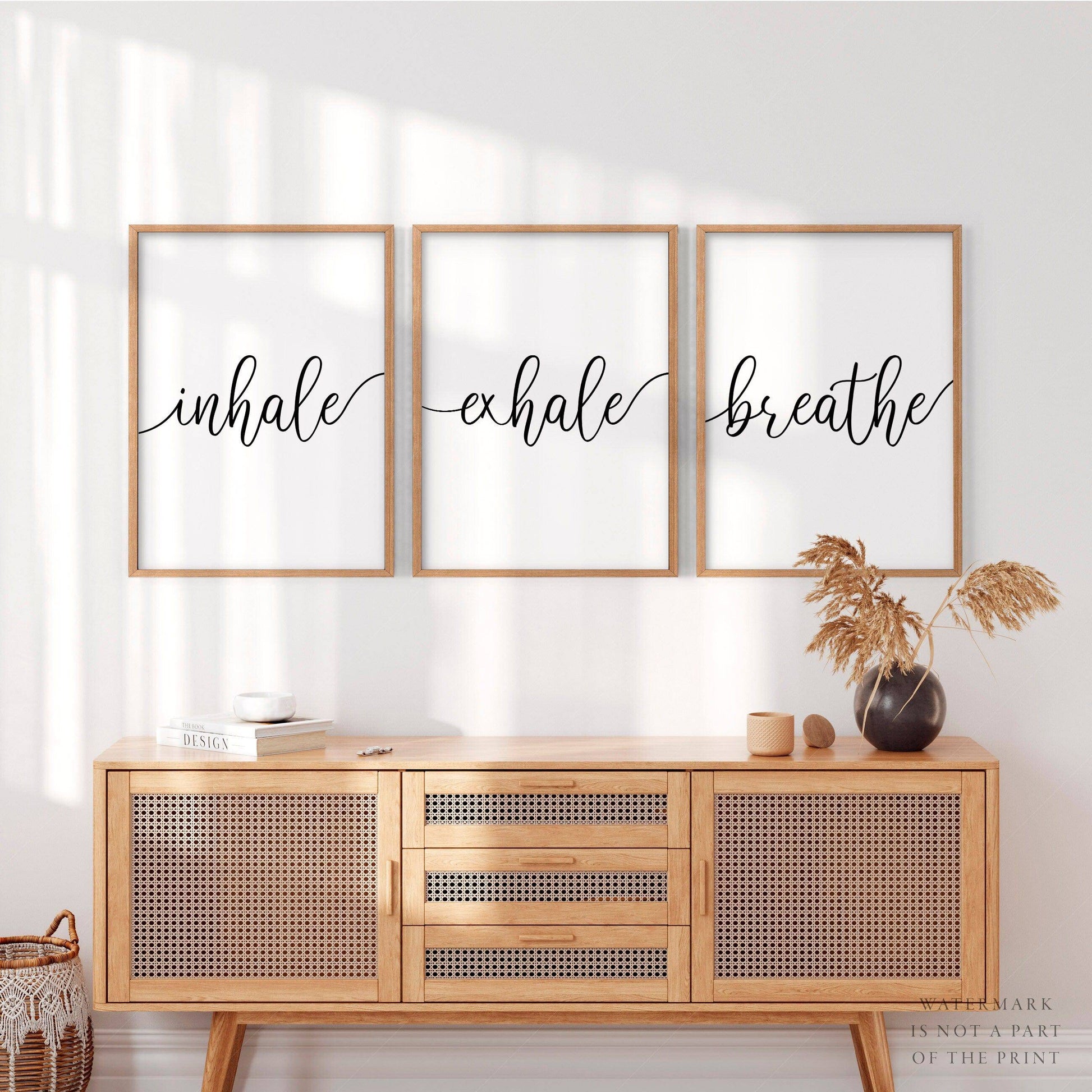 Set of 3 Prints, Inhale Exhale and Breath, Minimalist wall decor