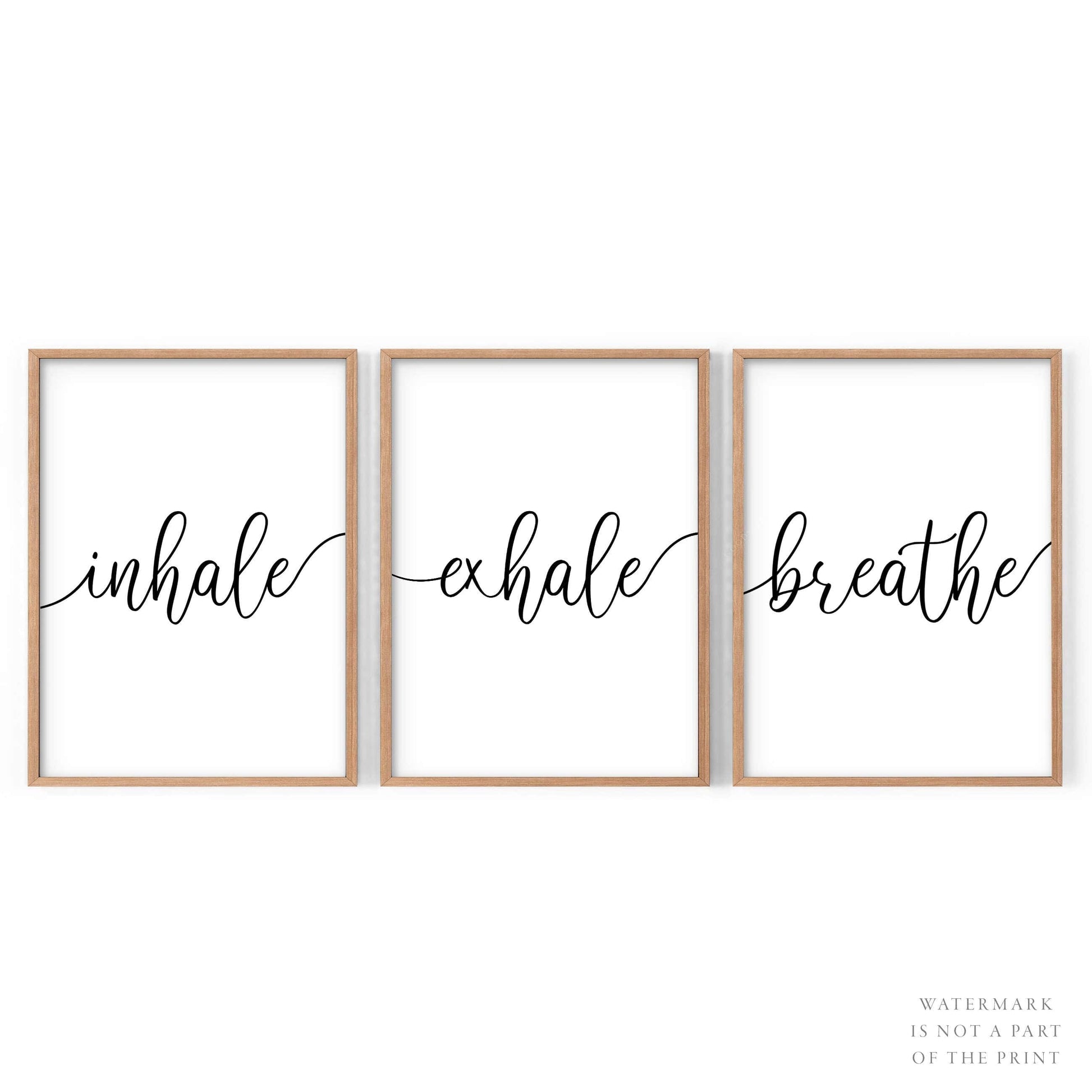 Set of 3 Prints, Inhale Exhale and Breath, Minimalist wall decor