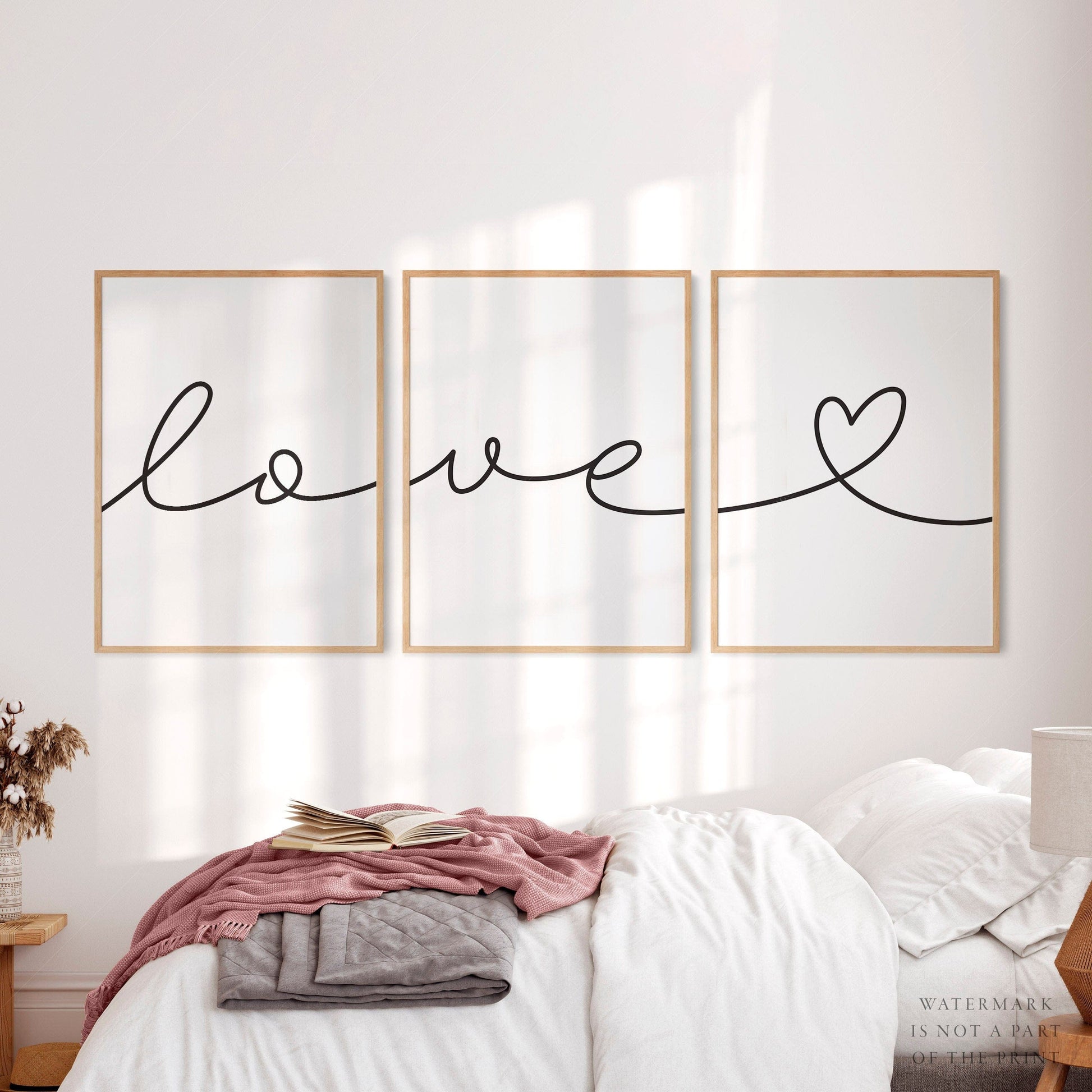 Set of 3 Prints, Love handwriting poster, Minimalist wall decor