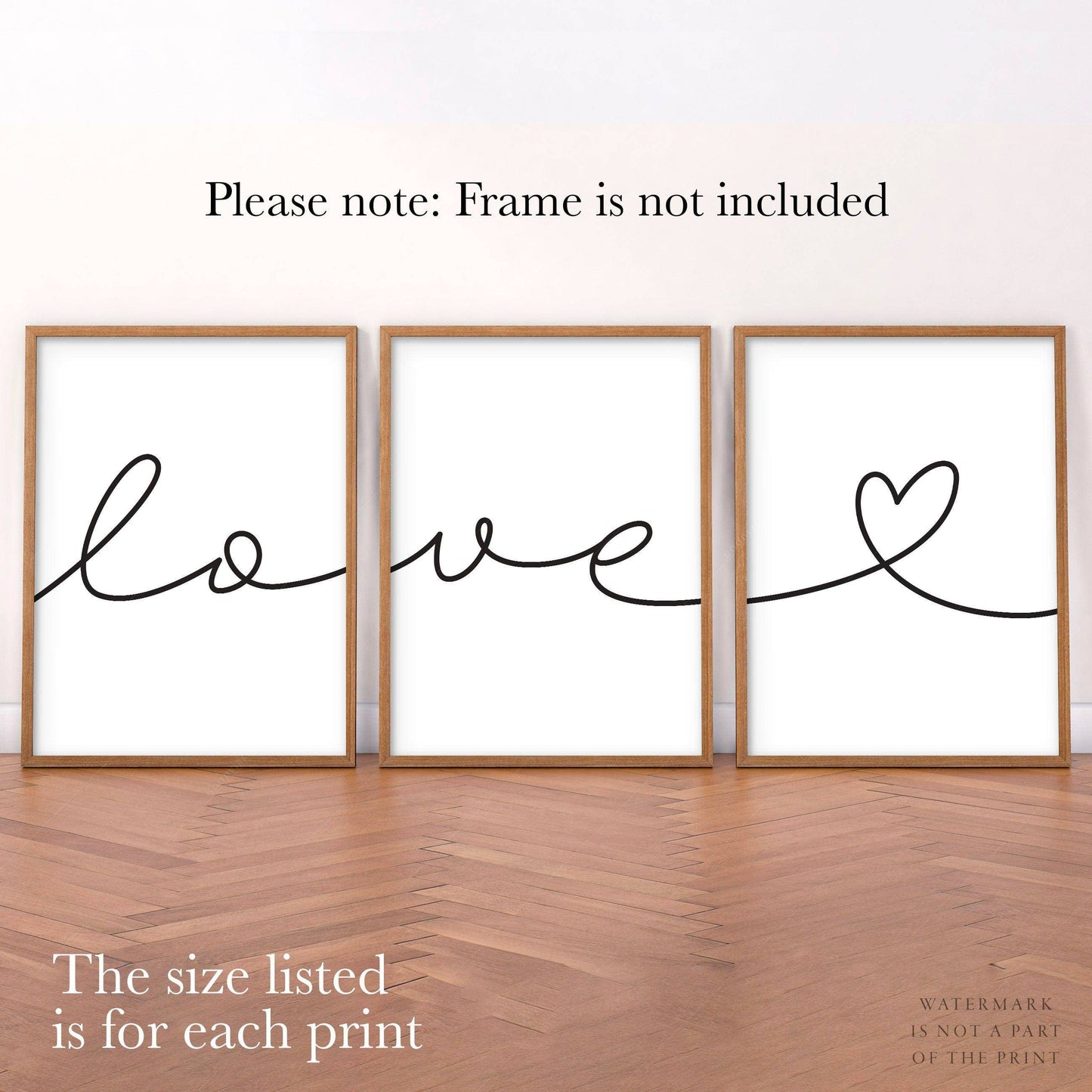 Set of 3 Prints, Love handwriting poster, Minimalist wall decor