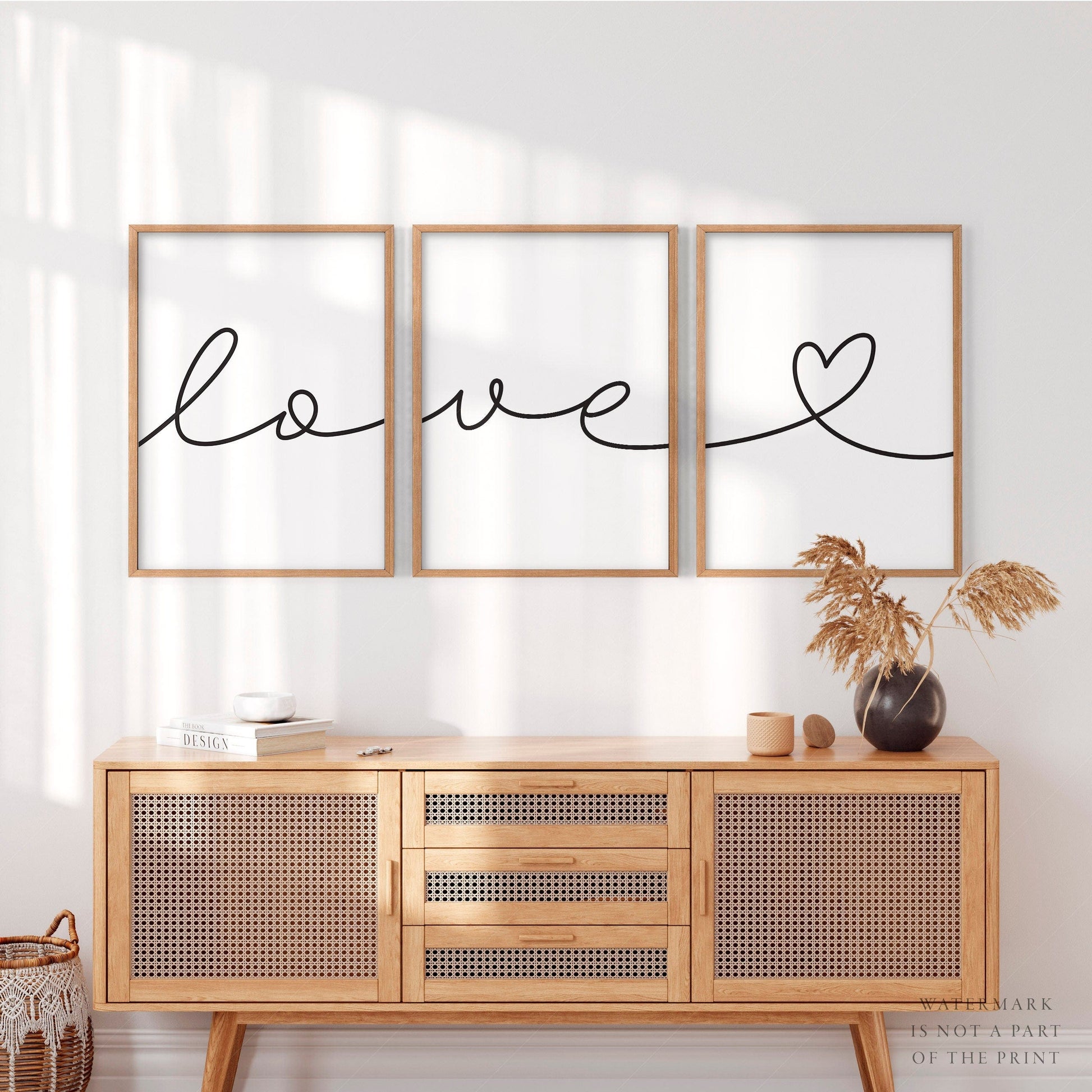 Set of 3 Prints, Love handwriting poster, Minimalist wall decor