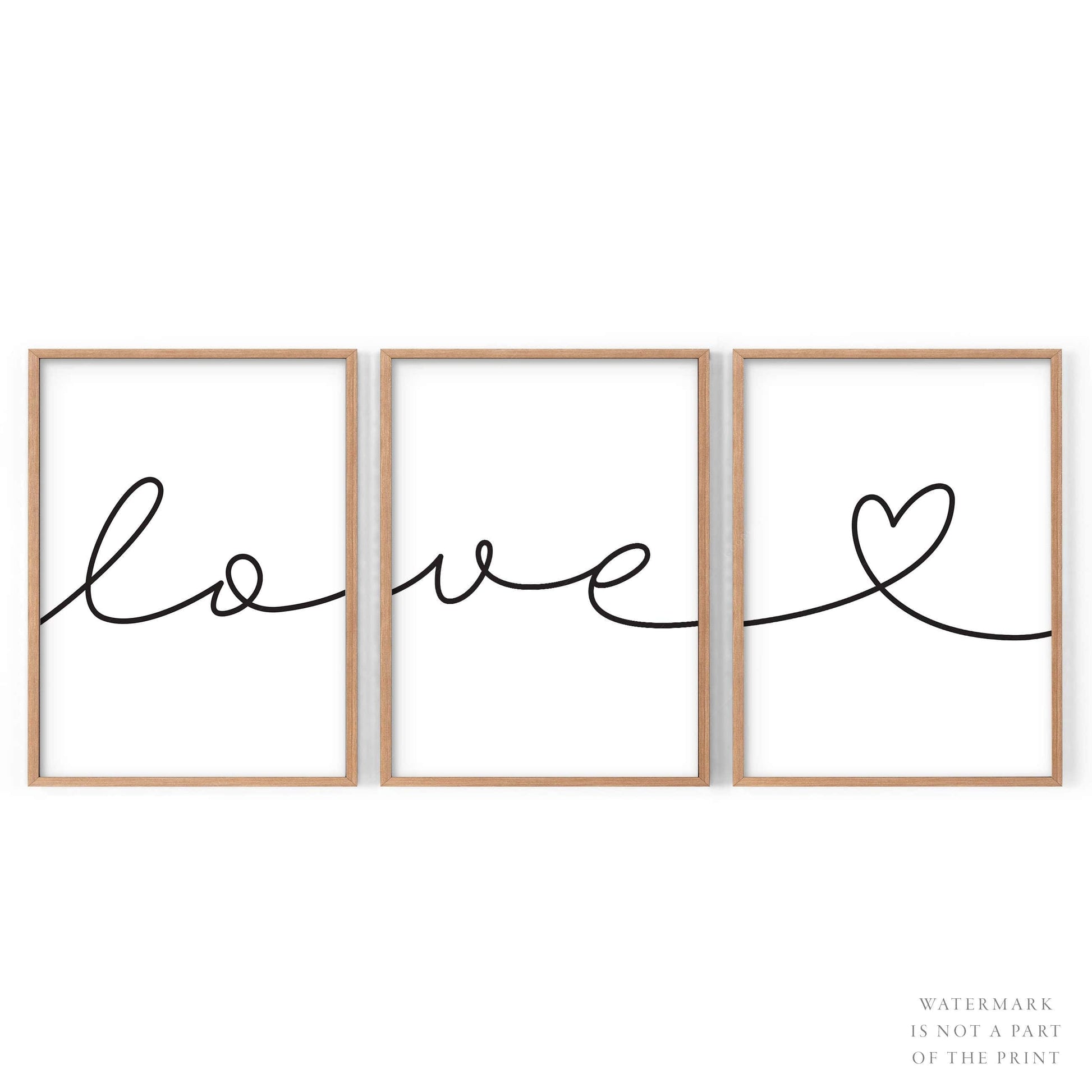 Set of 3 Prints, Love handwriting poster, Minimalist wall decor