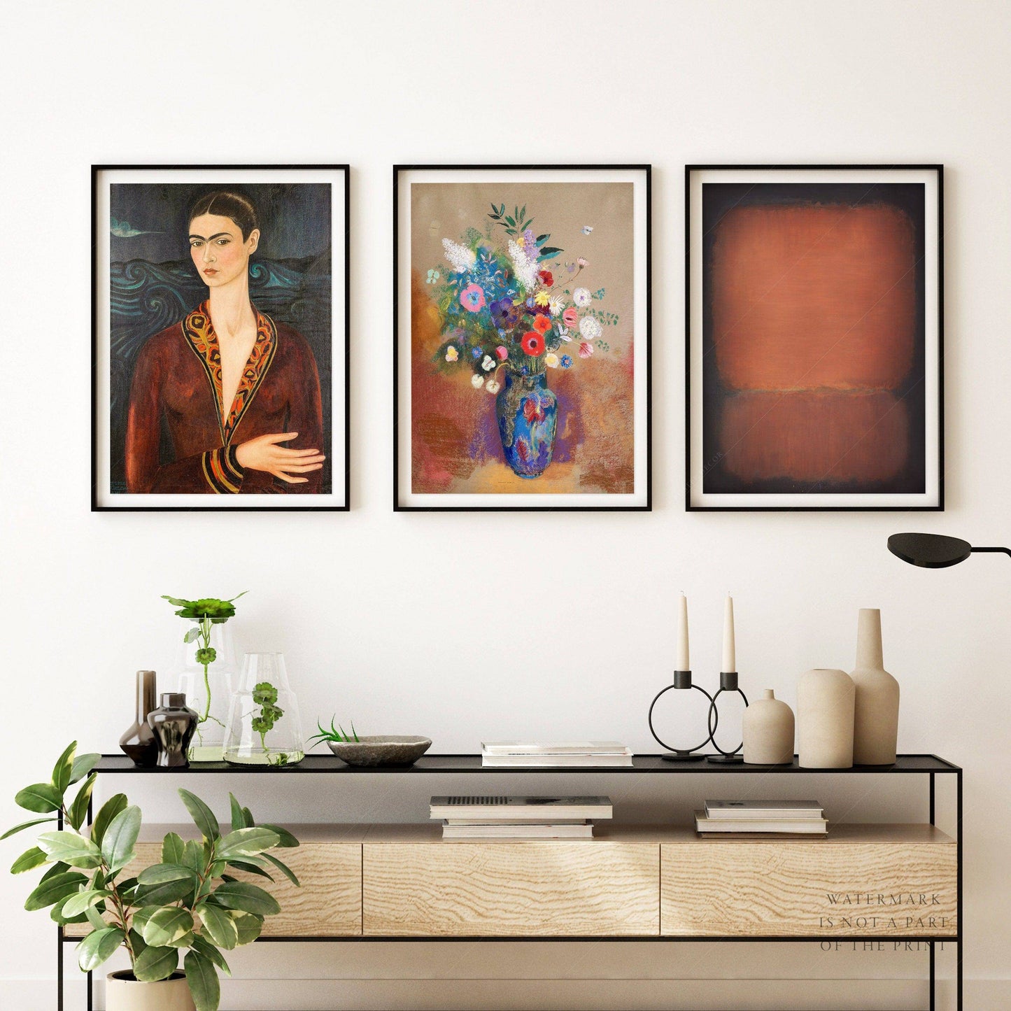 Set of 3 Prints, Mark Rothko, Frida Kahlo, Odilon Redon, Fine Art