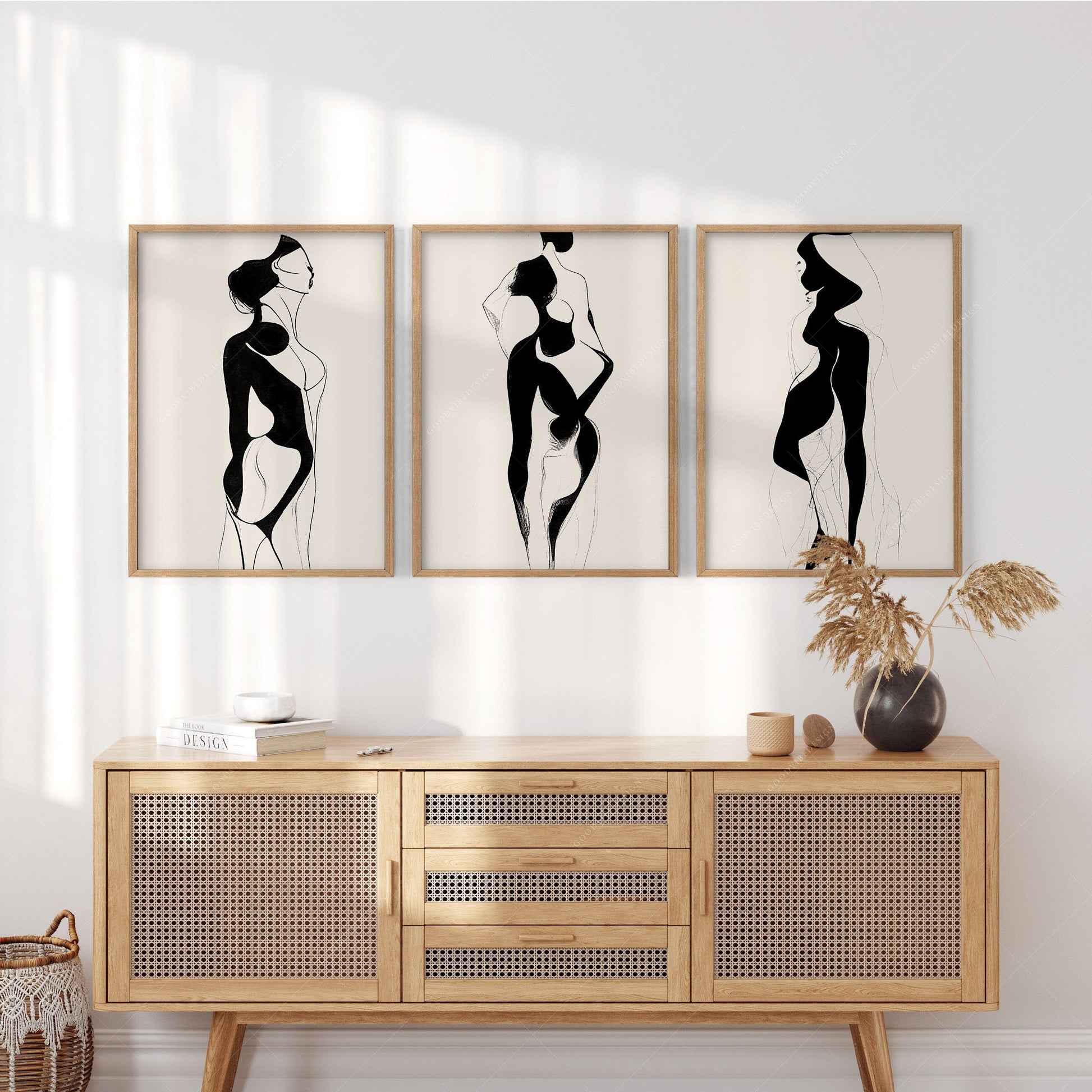 Set of 3 Prints, Minimalist wall art, Beauty of form line art