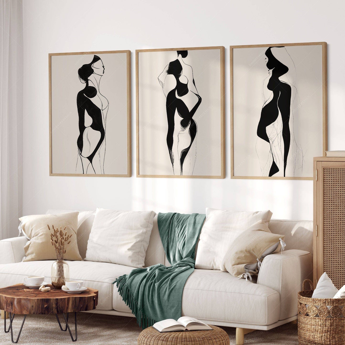 Set of 3 Prints, Minimalist wall art, Beauty of form line art