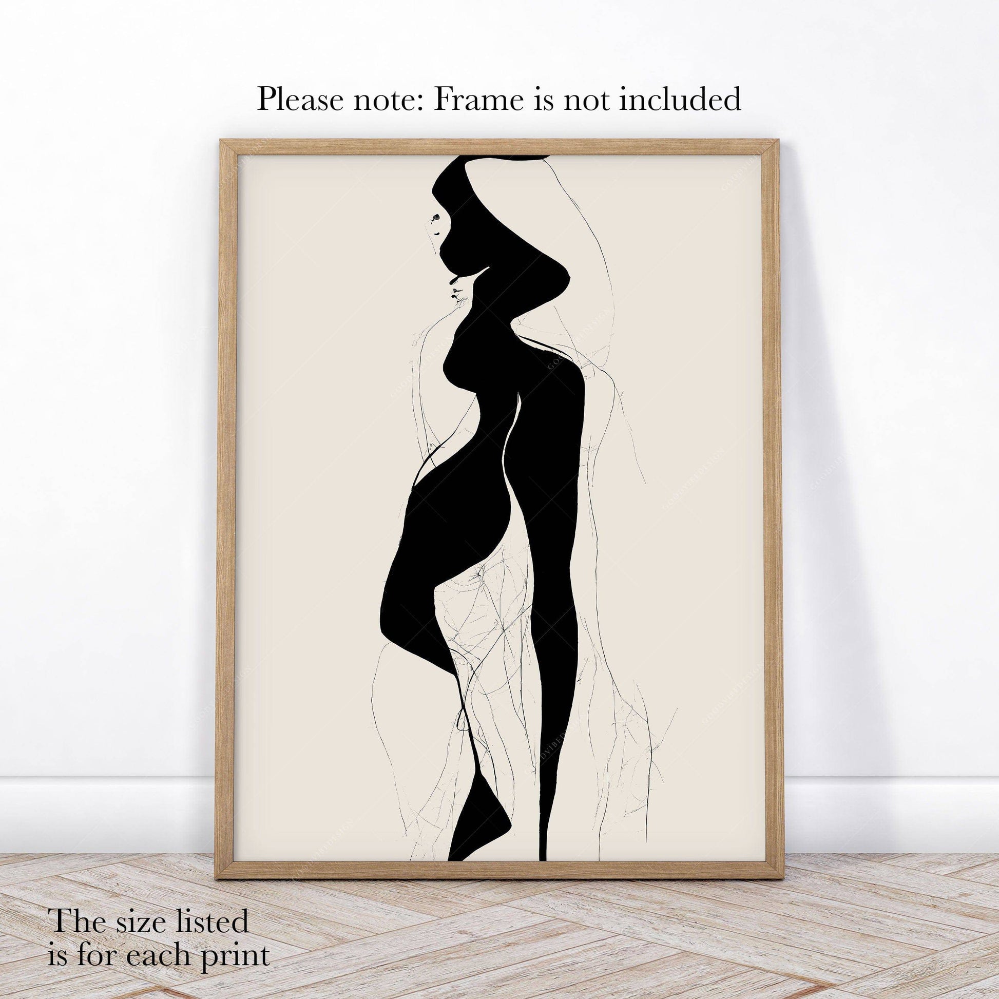 Set of 3 Prints, Minimalist wall art, Beauty of form line art