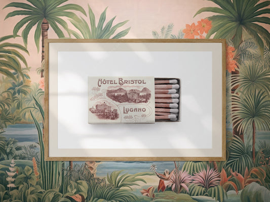 Switzerland wall art, Matchbox print, Hotel Bristol, Lugano