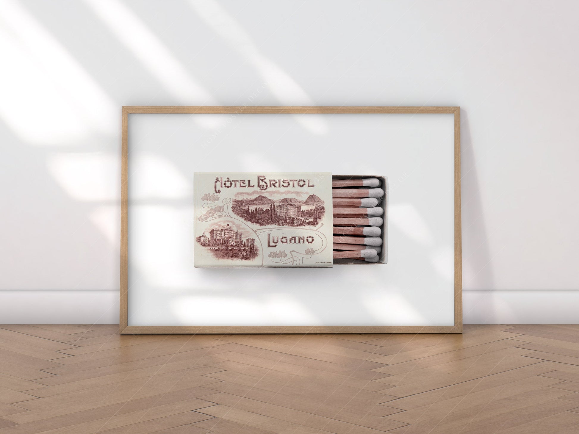 Switzerland wall art, Matchbox print, Hotel Bristol, Lugano