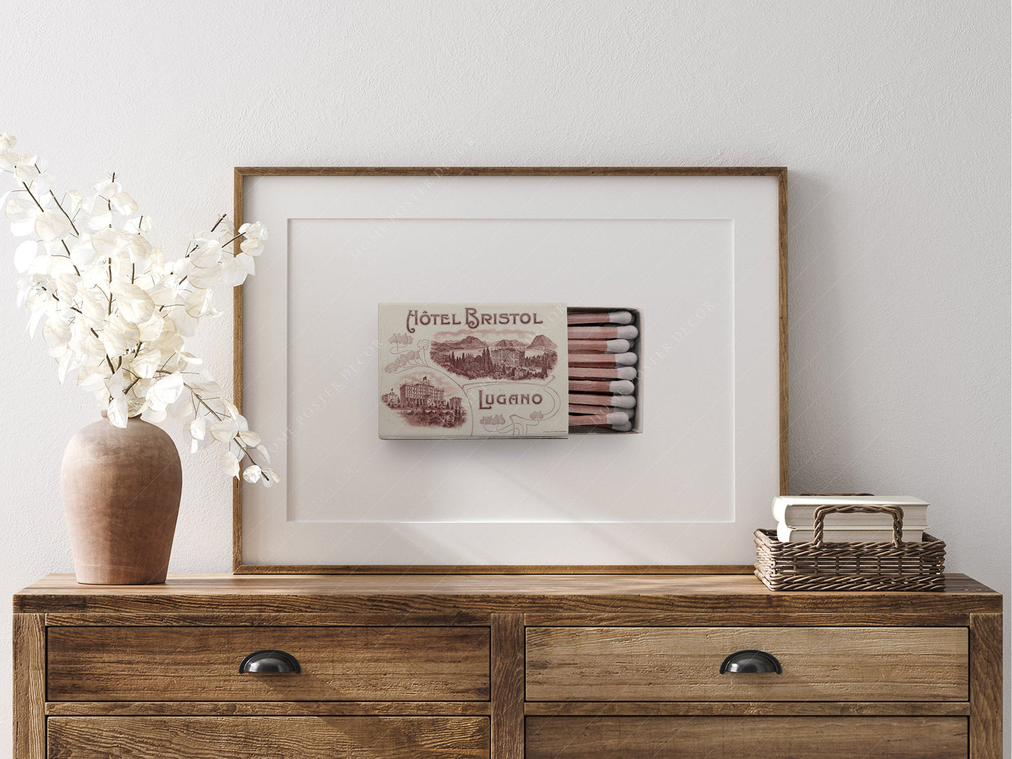 Switzerland wall art, Matchbox print, Hotel Bristol, Lugano