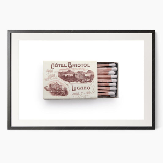 Switzerland wall art, Matchbox print, Hotel Bristol, Lugano