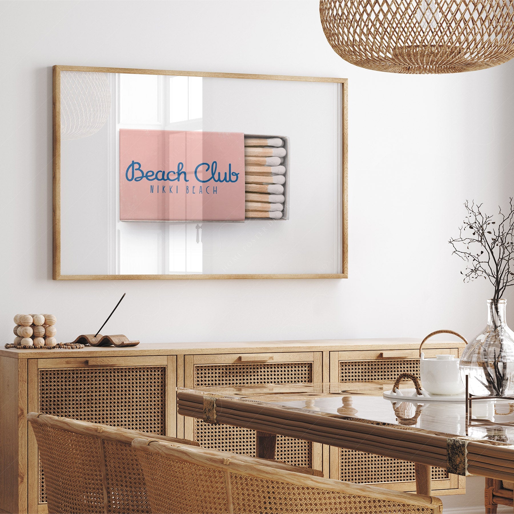 The Beach Club poster, Nikki Beach Hotel, Art Deco, Matchbox wall art