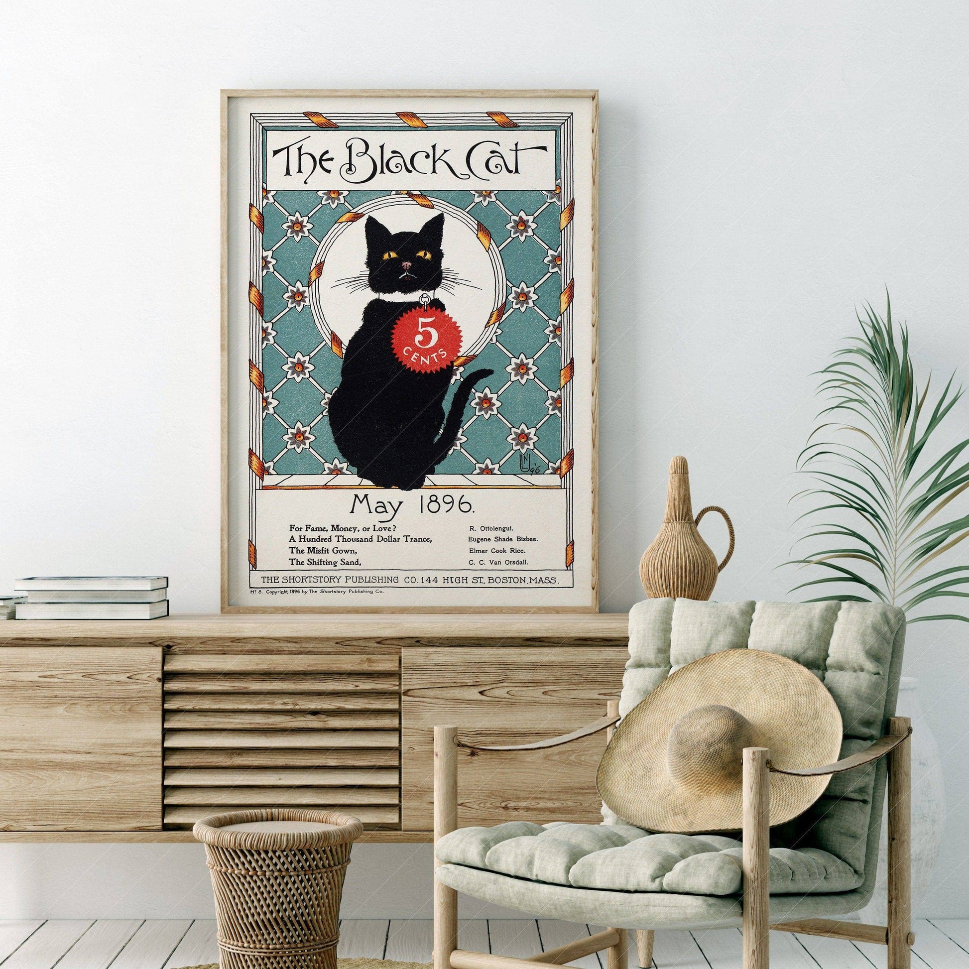 The Black Cat, Cat Lover Gift, Vintage Cat Wall Art