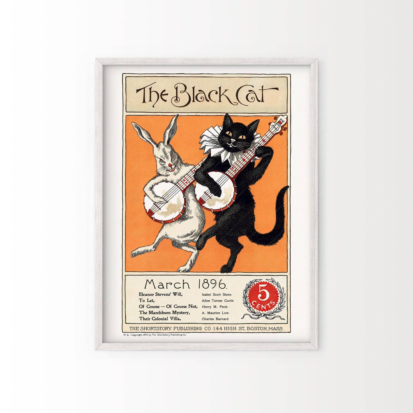 The Black Cat, Cover Magazine 1896, Vintage Cat Wall Art