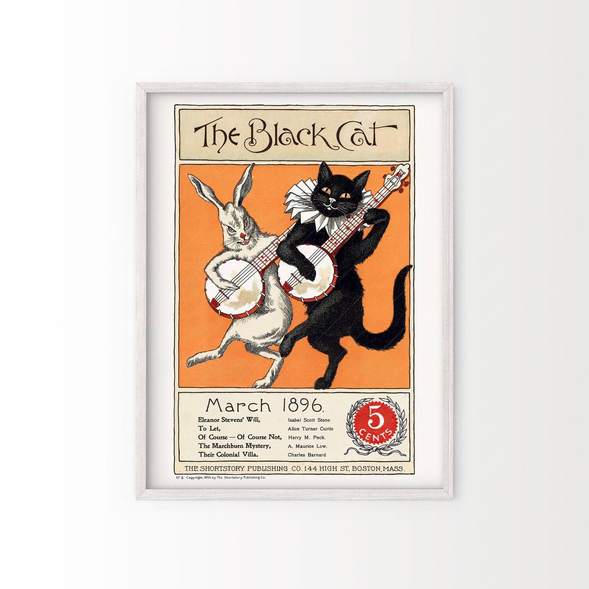 The Black Cat, Cover Magazine 1896, Vintage Cat Wall Art